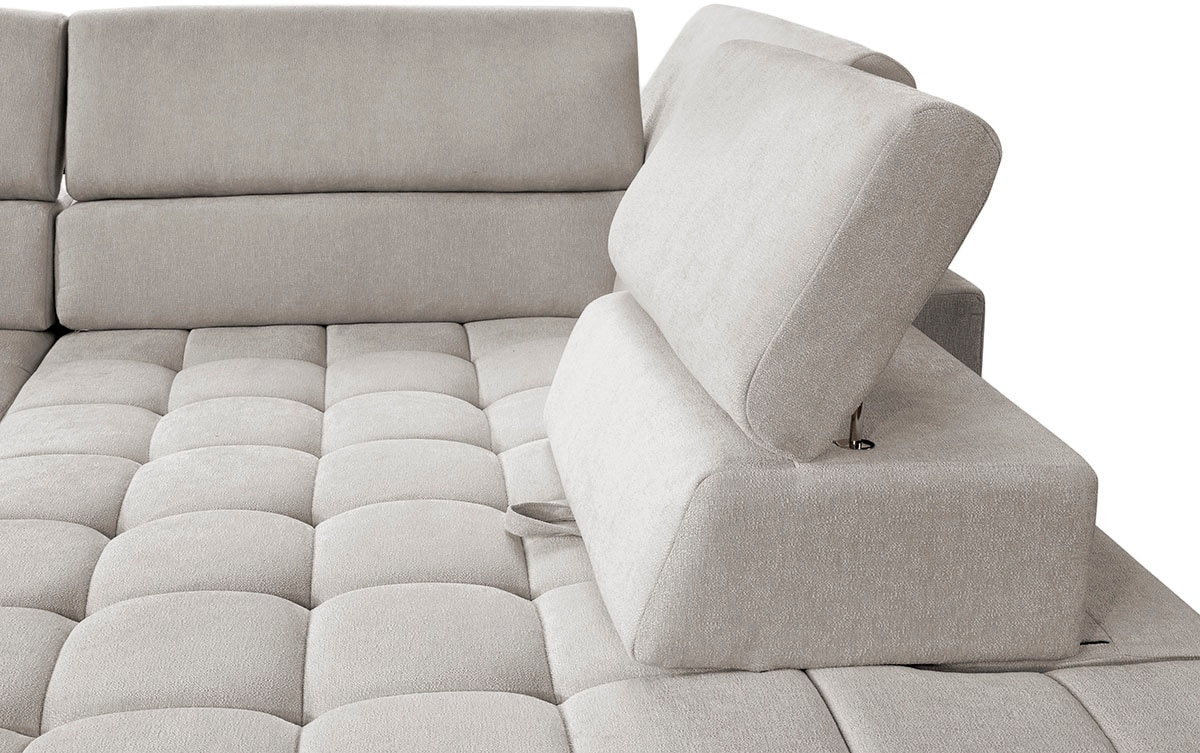 exxpo - sofa fashion Canapé d'angle »Elianos, hoher Sitzkomfort, aufwendige Kreuzsteppung im Sitz, L-Form« Kopfteile & Sitztiefe verstellbar, ohne Bettfunktion