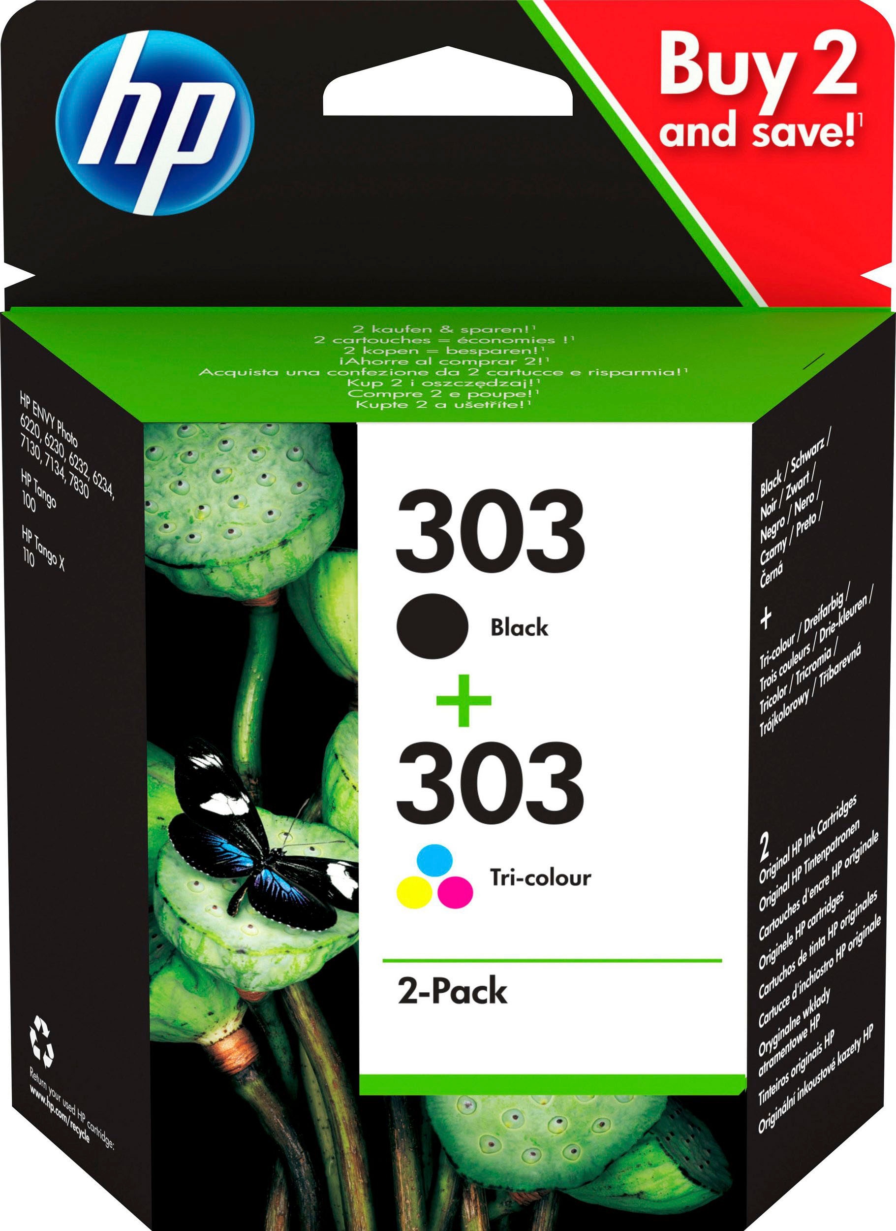 Image of HP Tintenpatrone "HP original Druckerpatrone 303 combo B/Y/M/C" 3 Probemonate gratis* drucken