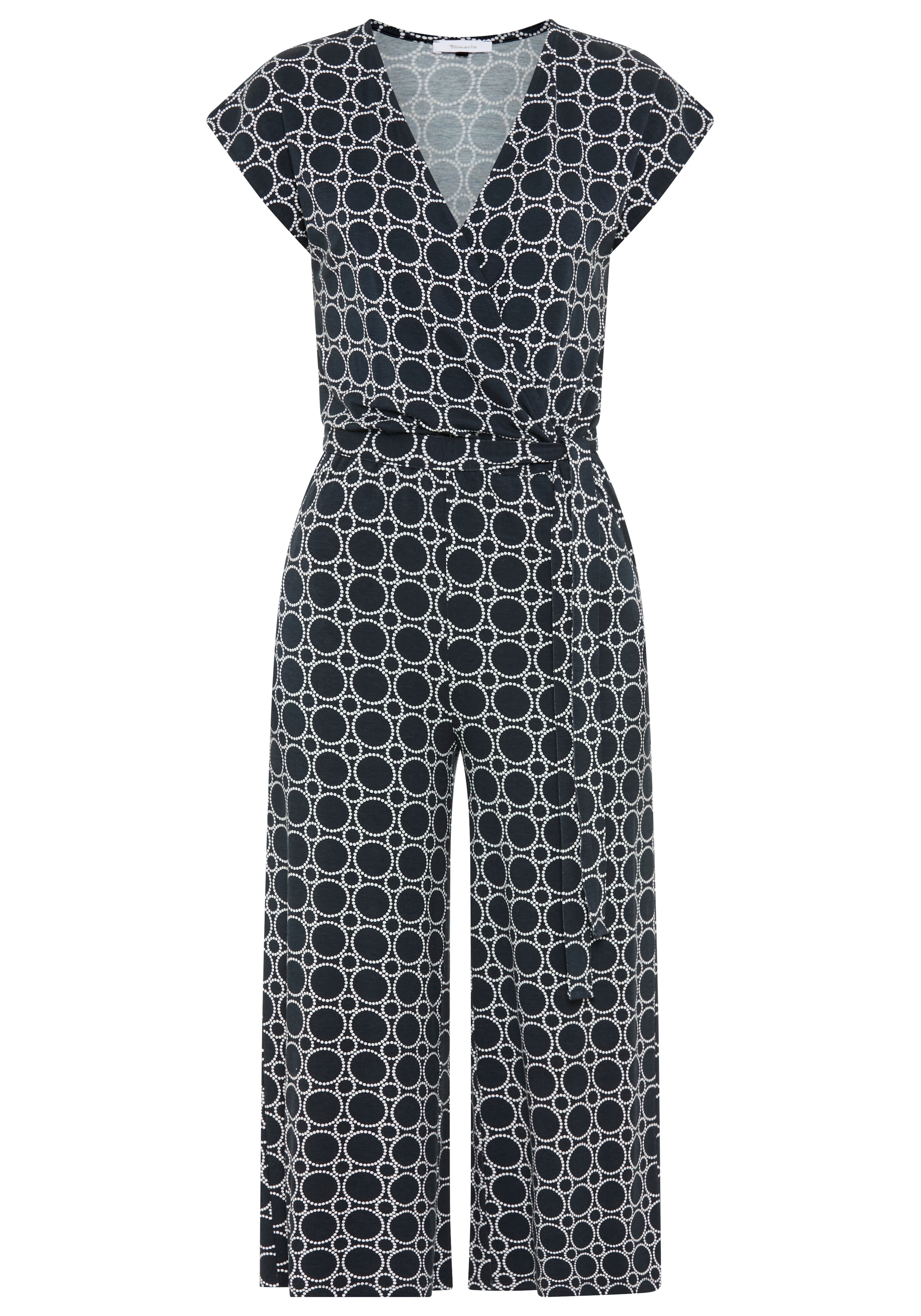 Tamaris Combinaison culotte mit Bindegürtel und modernem Muster