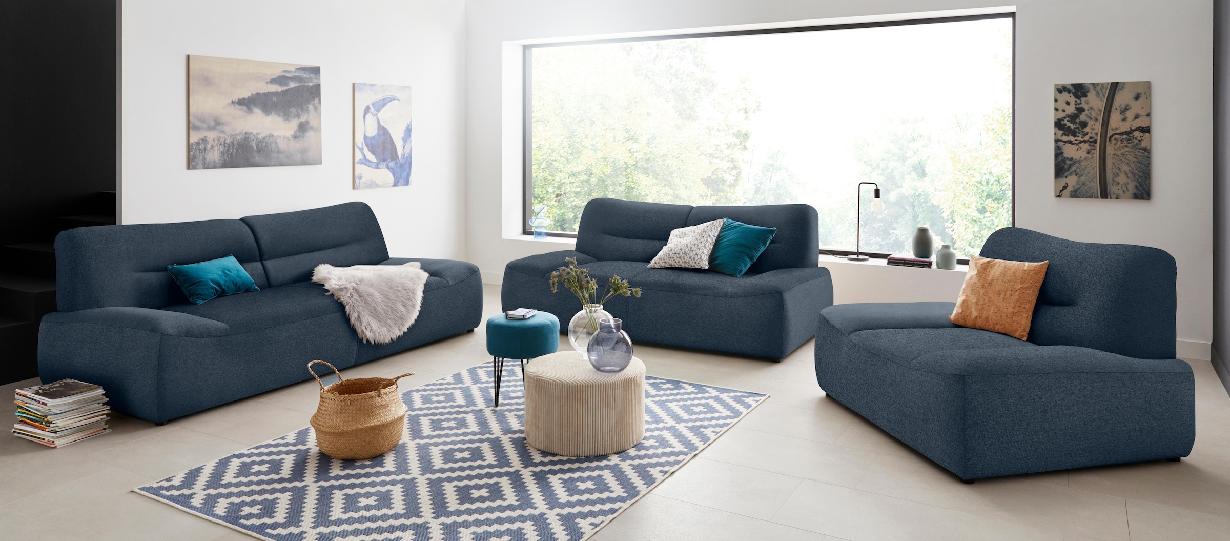 DOMO collection 2-Sitzer »Cesena modernes Sofa mit flachen Armlehnen, komfortabel«, fester Sitzkomfort, frei im Raum stellbar