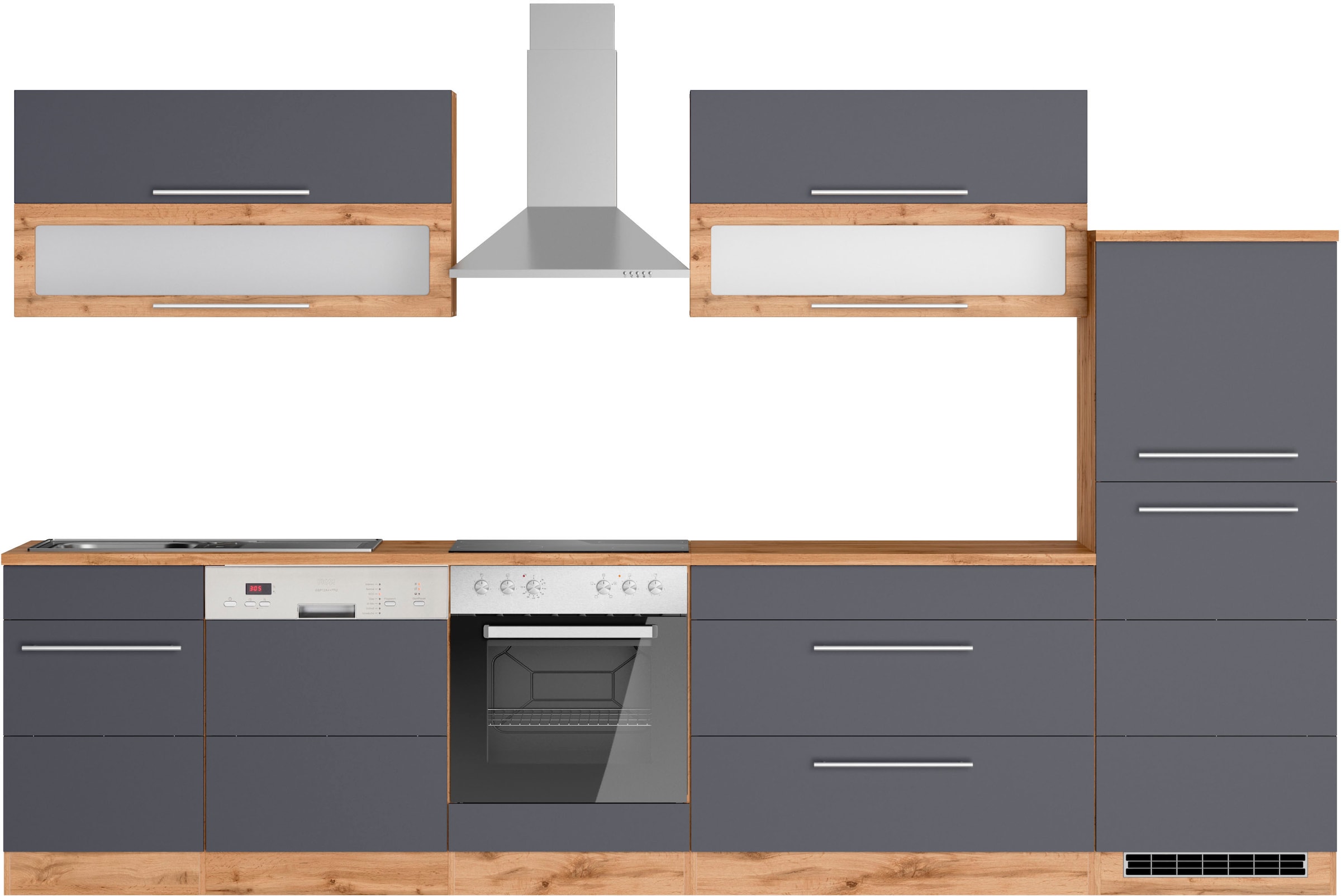 KOCHSTATION Kitchenette »KS-Wien« largeur 330 cm, avec ou sans appareils électriques au choix