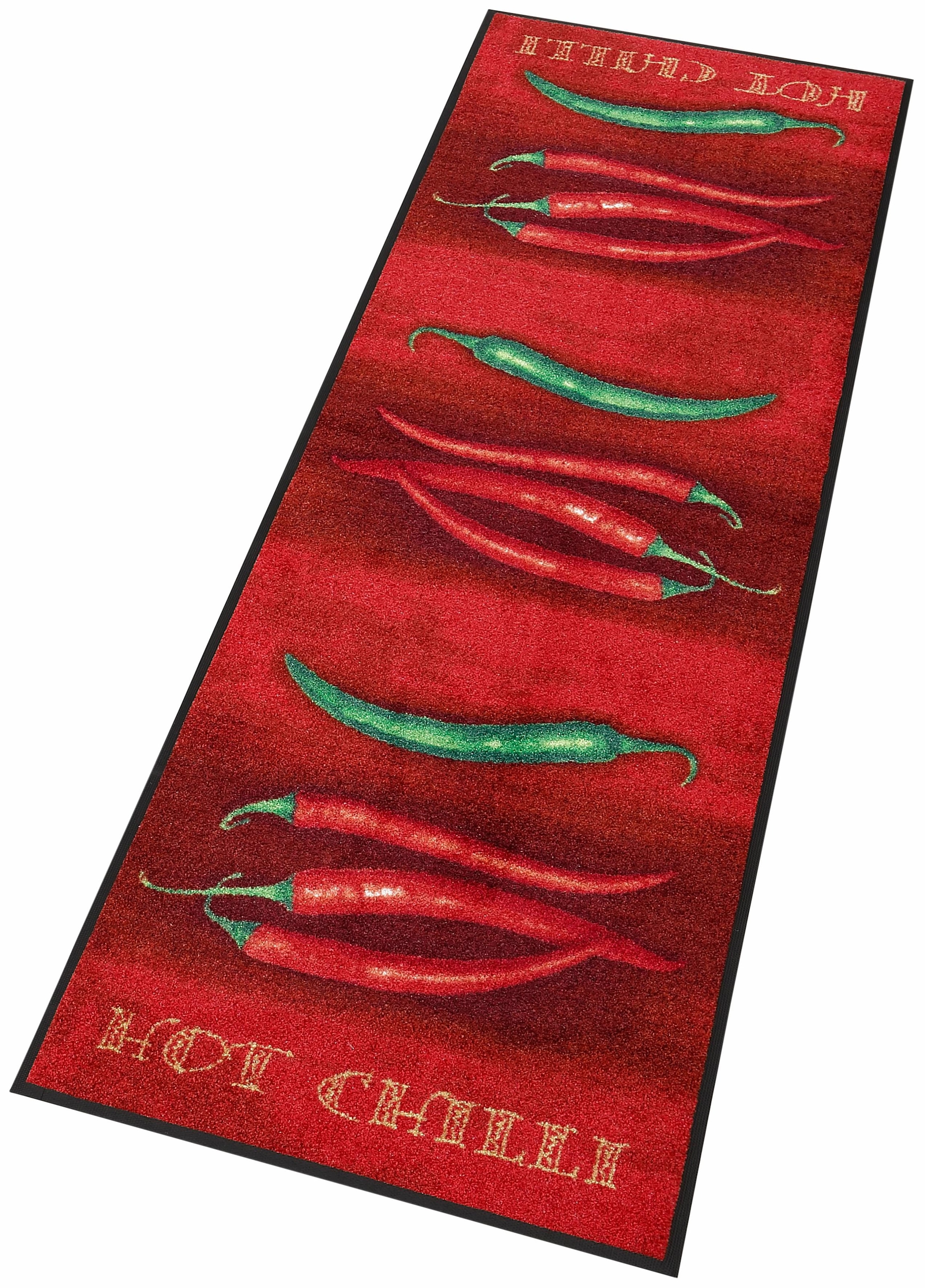 Image of wash+dry by Kleen-Tex Küchenläufer »Hot Chili«, rechteckig, 7 mm Höhe, Motiv Chilli, rutschhemmend, In- und Outdoor geeignet, waschbar, Küche bei Ackermann Versand Schweiz