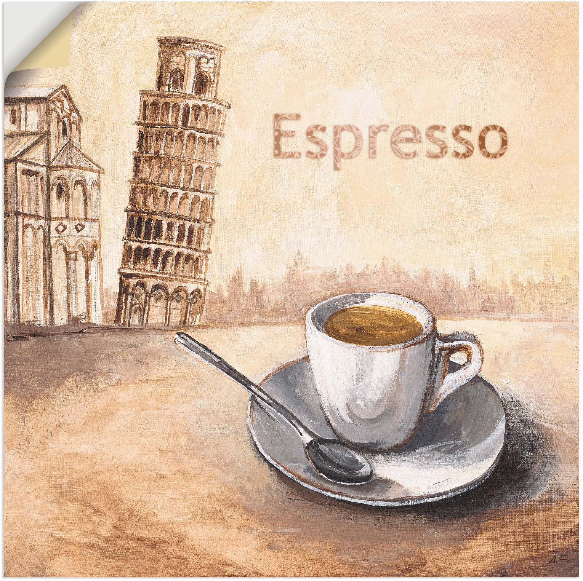 Image of Artland Wandbild »Espresso in Pisa«, Kaffee Bilder, (1 St.), in vielen Grössen & Produktarten - Alubild / Outdoorbild für den Aussenbereich, Leinwandbild, Poster, Wandaufkleber / Wandtattoo auch für Badezimmer geeignet bei Ackermann Versand Schweiz