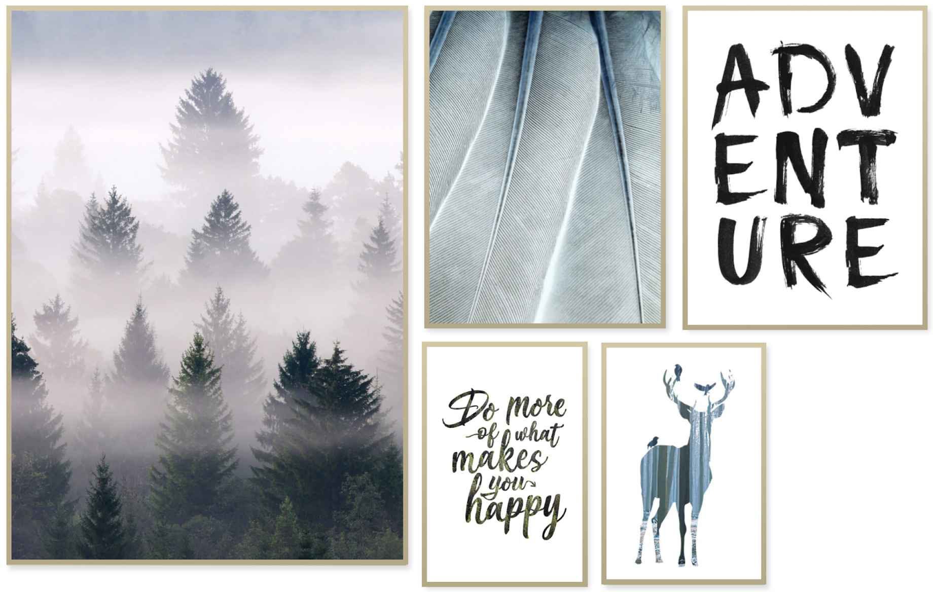 Image of Reinders! Wandbild »Wandbilder Set Naturnahes Abenteuer Bäume - Feder - Zitat«, Natur, (5 St.) bei Ackermann Versand Schweiz