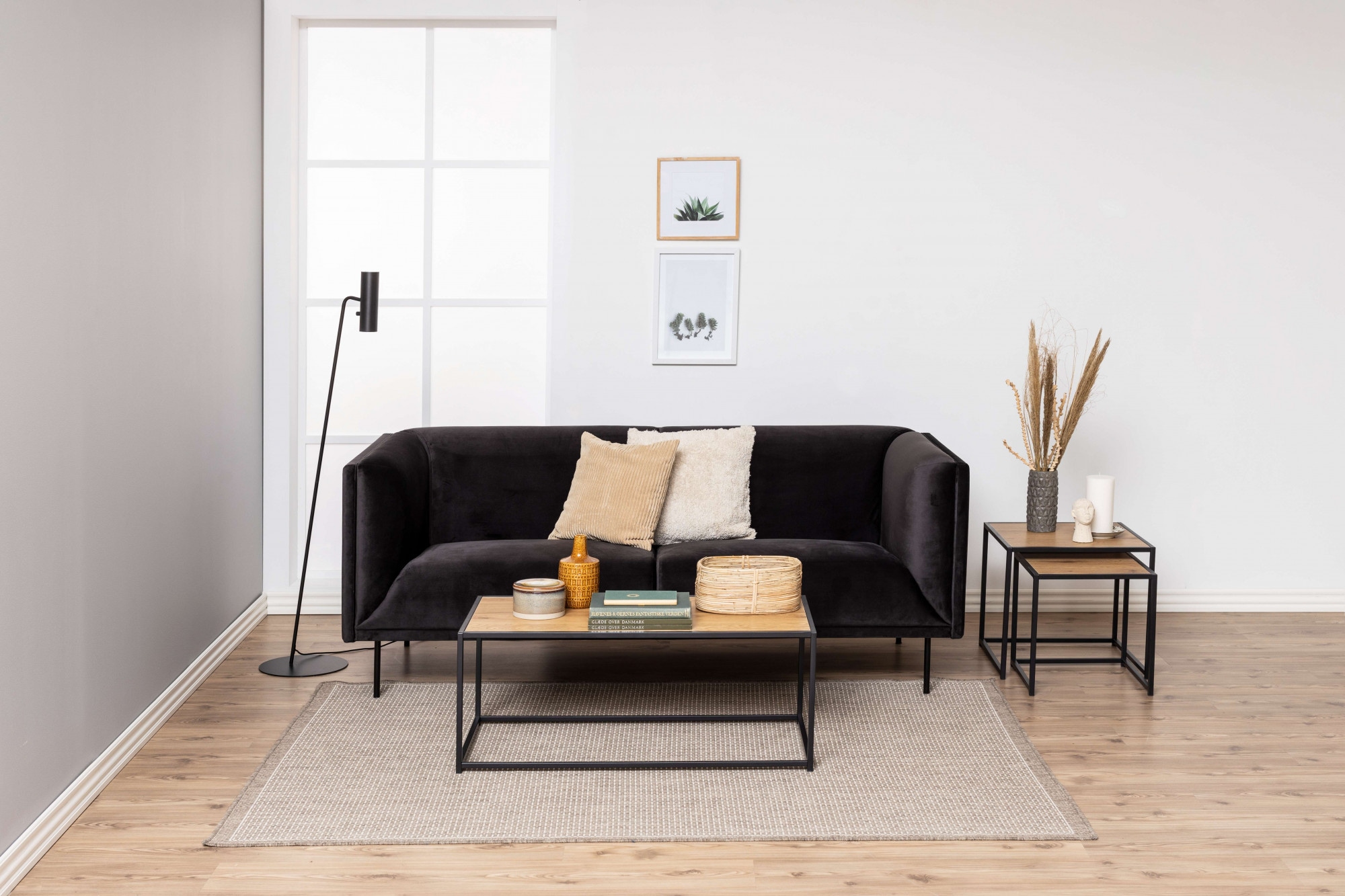 ACTONA GROUP Table basse »Seaford« Table basse, aspect chêne sauvage, structure en acier noir, L : 100 cm