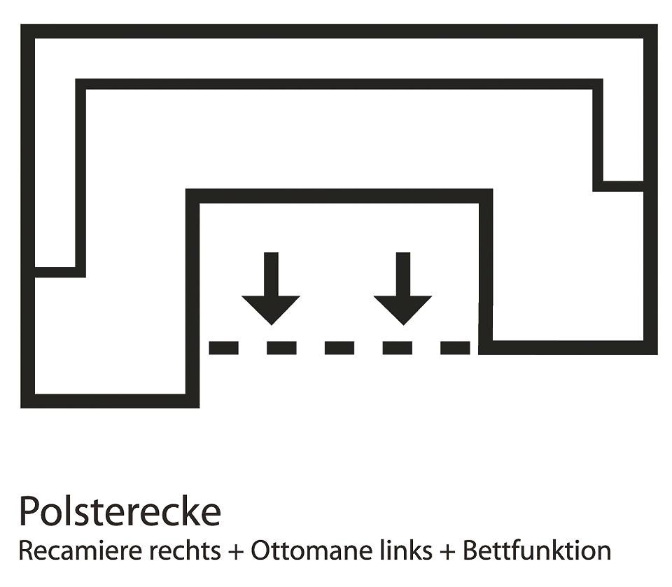 Home affaire Wohnlandschaft »Budapest, viel Platz, Breite 288cm, zeitlos und elegant, U-Form«, wahlweise mit Bettfunktion