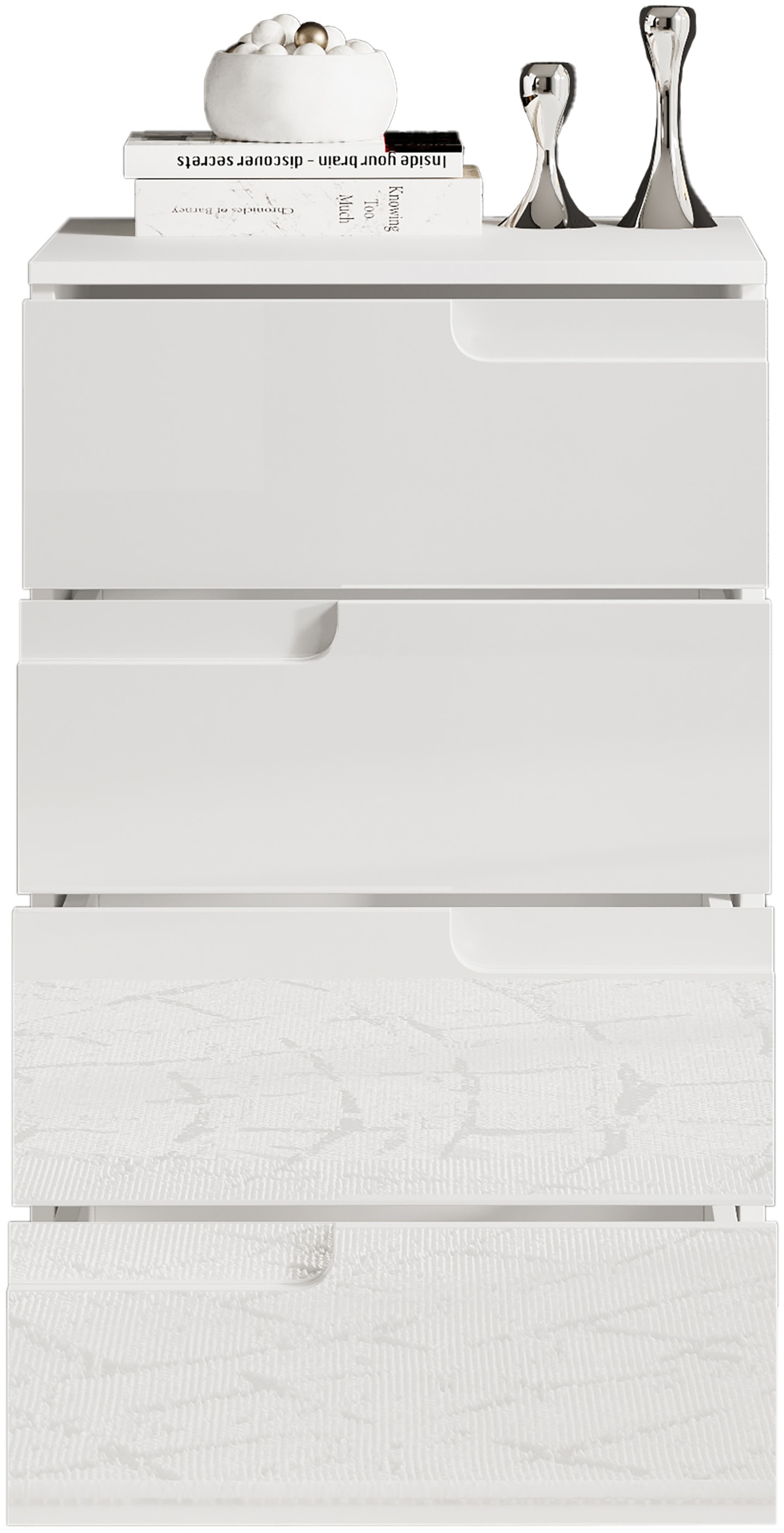 HBZ Kommode »Spice Weiss Hochglanz, BxHxT 50x80x40 cm« Kommode mit 4 Schubkästen