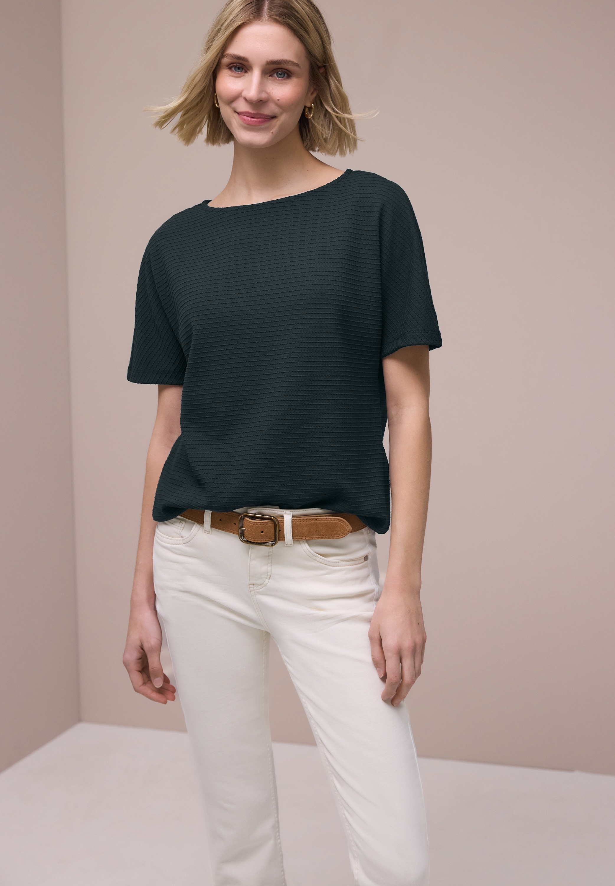 Image of STREET ONE Kurzarmshirt Sommershirt in Struktur-Optik
