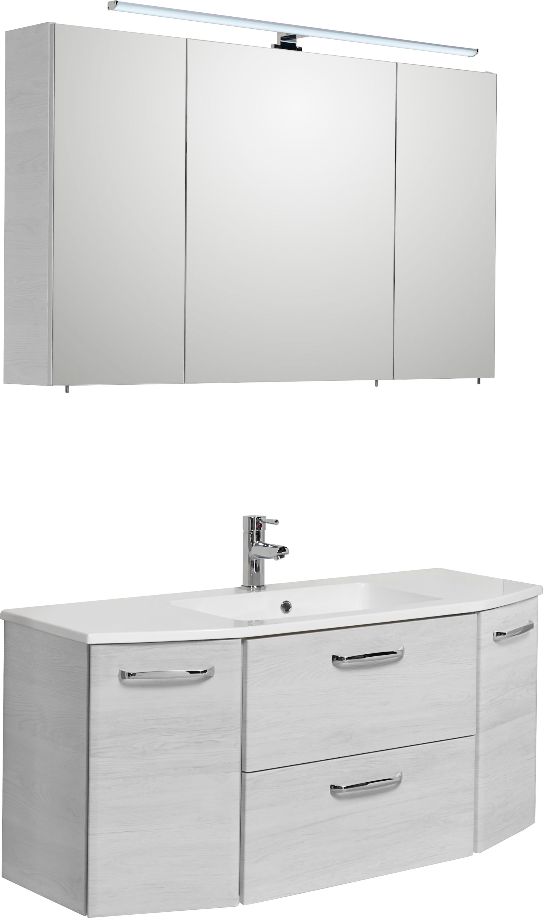 Image of Saphir Badmöbel-Set "Quickset 2-teilig, Mineralmarmor-Waschtisch mit LED-Spiegelschrank" Set, 2 Stk. tlg.
