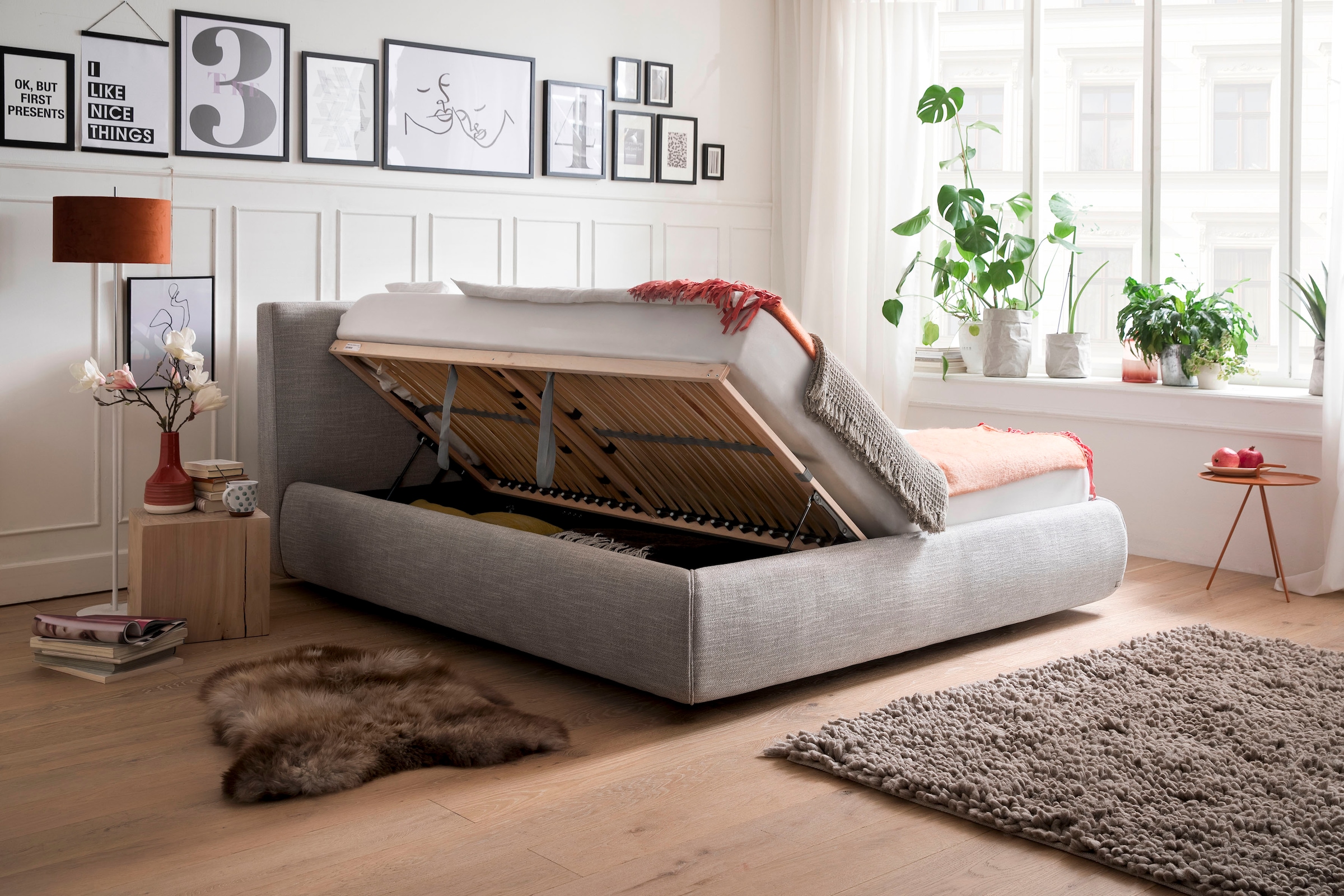 meise.möbel Lit rembourré »Atesio« Wahlweise mit Lattenrost, Matratze und Bettkasten