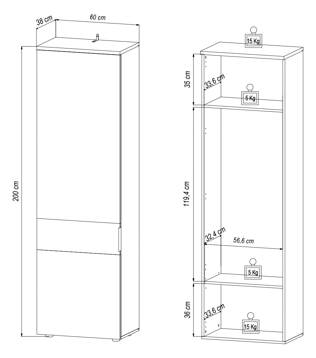 HBZ Garderoben-Set »5-tlg. Eiche Stripes Optik Flurgarderobe Stellmass BxHxT 260x197x38 cm«, (5 St.), Mit Schuhkommode, Hochschrank, Bank, Paneel, Spiegel