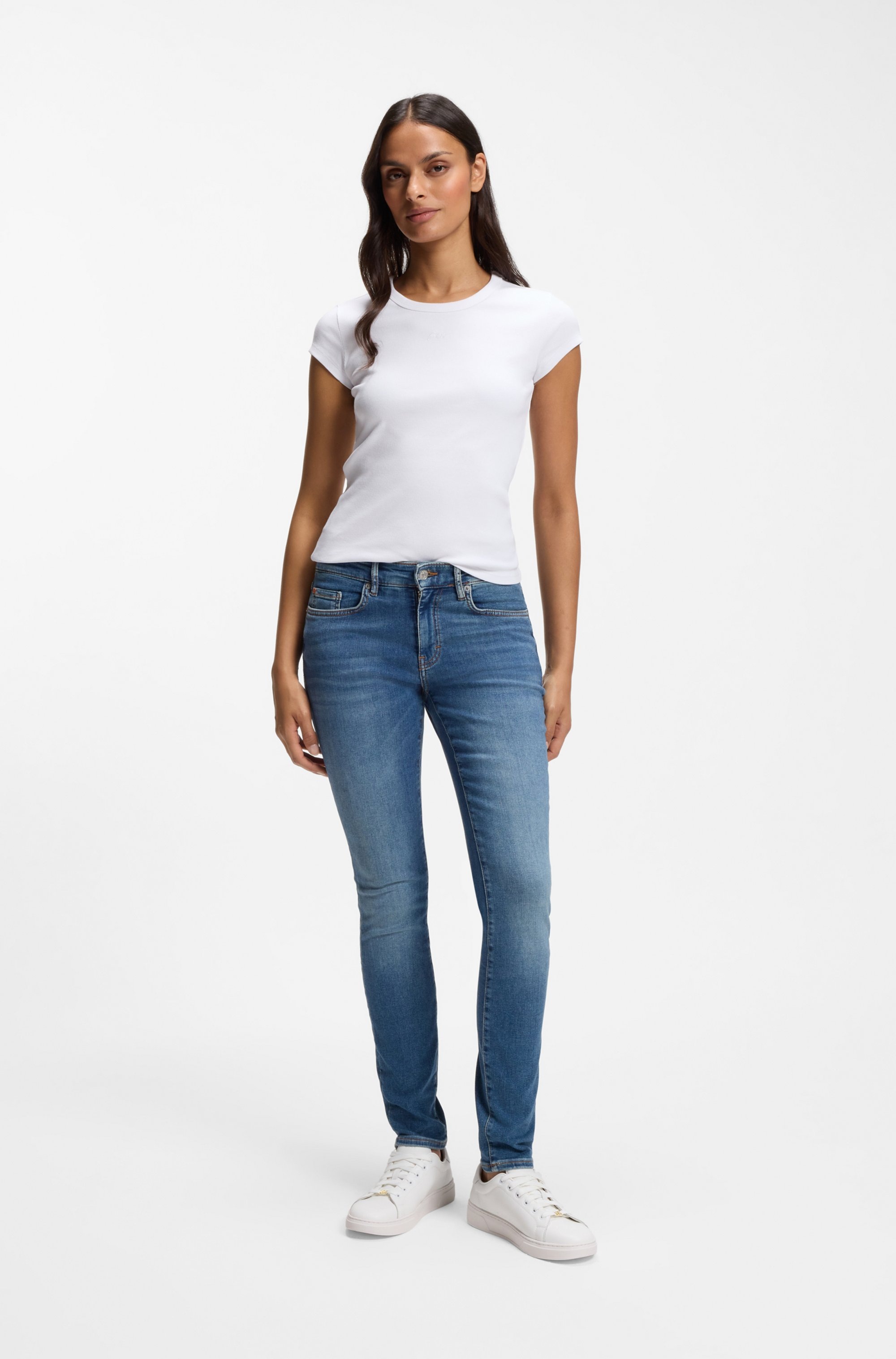 BOSS ORANGE T-shirt à manches courtes »Ecute Premium Damenmode« coupe slim avec col rond