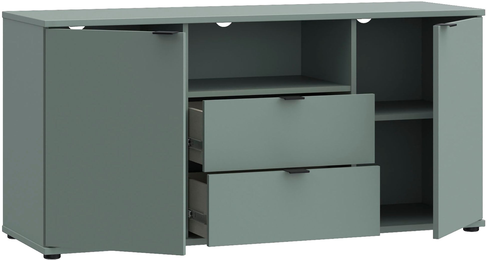 FORTE Lowboard »Ganymede« Breite 129,8cm,  TV Board, Stauraum, Schublade; Metallgriffe, Kabelführung