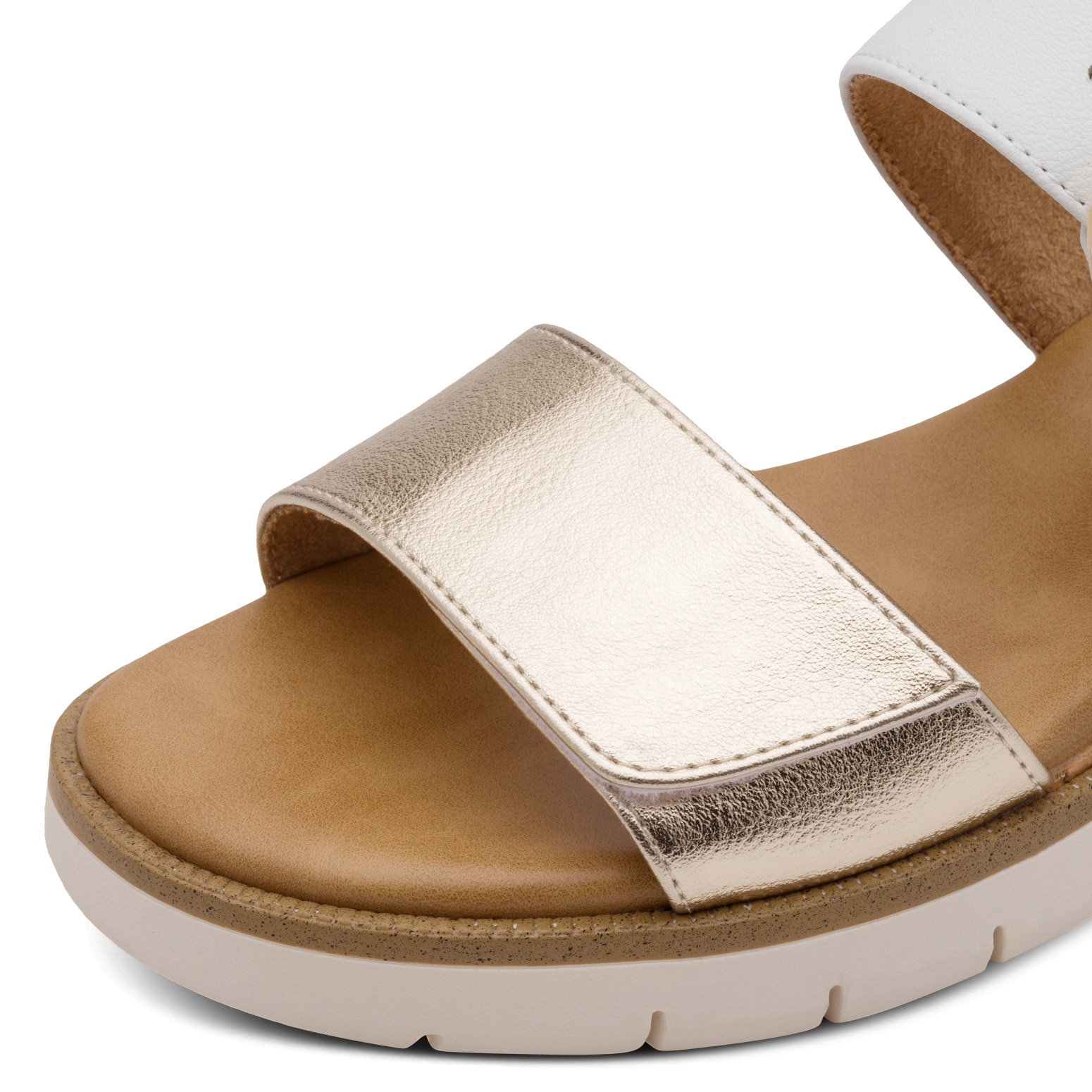 MARCO TOZZI Sandales compensées  Sandale à lanières, chaussure d'été à aspect métallique brillant