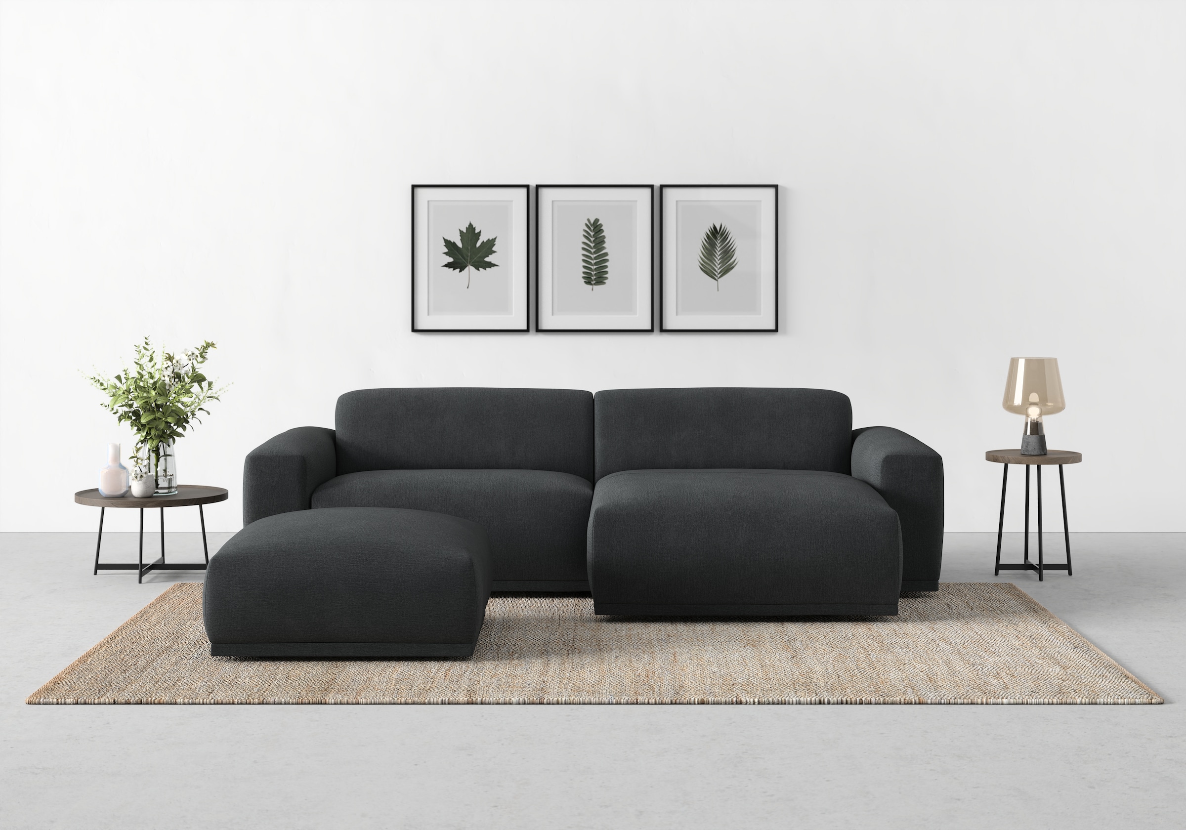 TRENDMANUFAKTUR Ecksofa »Braga, mit hochwertigem Kaltschaum, L-Form , Japandi-Design« modernes Sofa, Couch mit hohem Sitzkomfort, 255/72/160 cm (B/H/T)