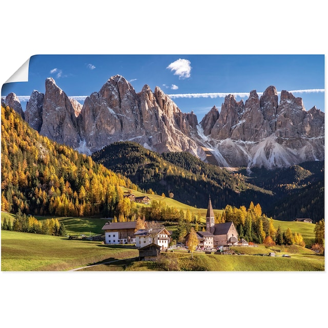 Leinwandbild, als in Berge oder & Alubild, (1 Wandaufkleber Poster kaufen in Grössen Artland St.), »Herbst Alpenbilder, Wandbild versch. Südtirol«,