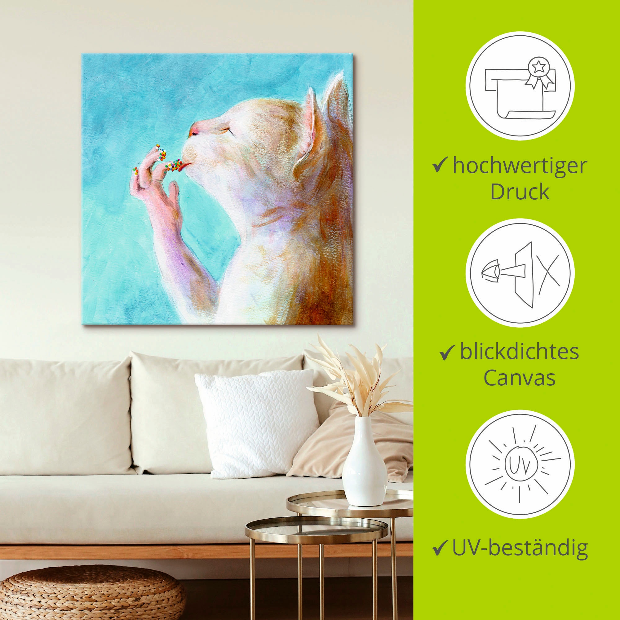 Artland Leinwandbild »Naschkatze« Haustiere 1 Stk. tlg. als Leinwandbild, Poster, Wandaufkleber in verschied. Grössen