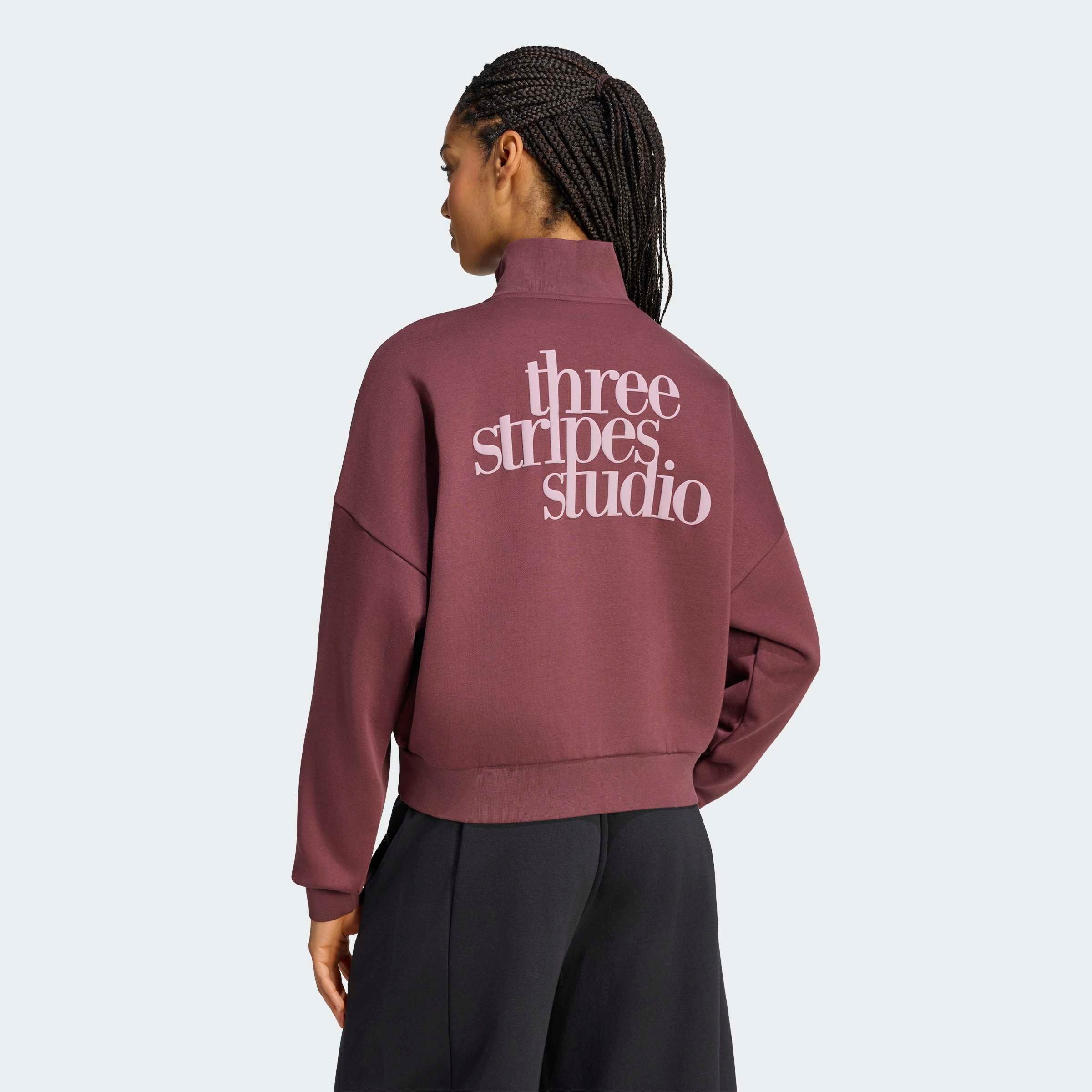 adidas Sportswear Sweatshirt »3-STREIFEN STUDIO FLEECE, REISSVERSCHLUSS BIS ZUR BRUST«
