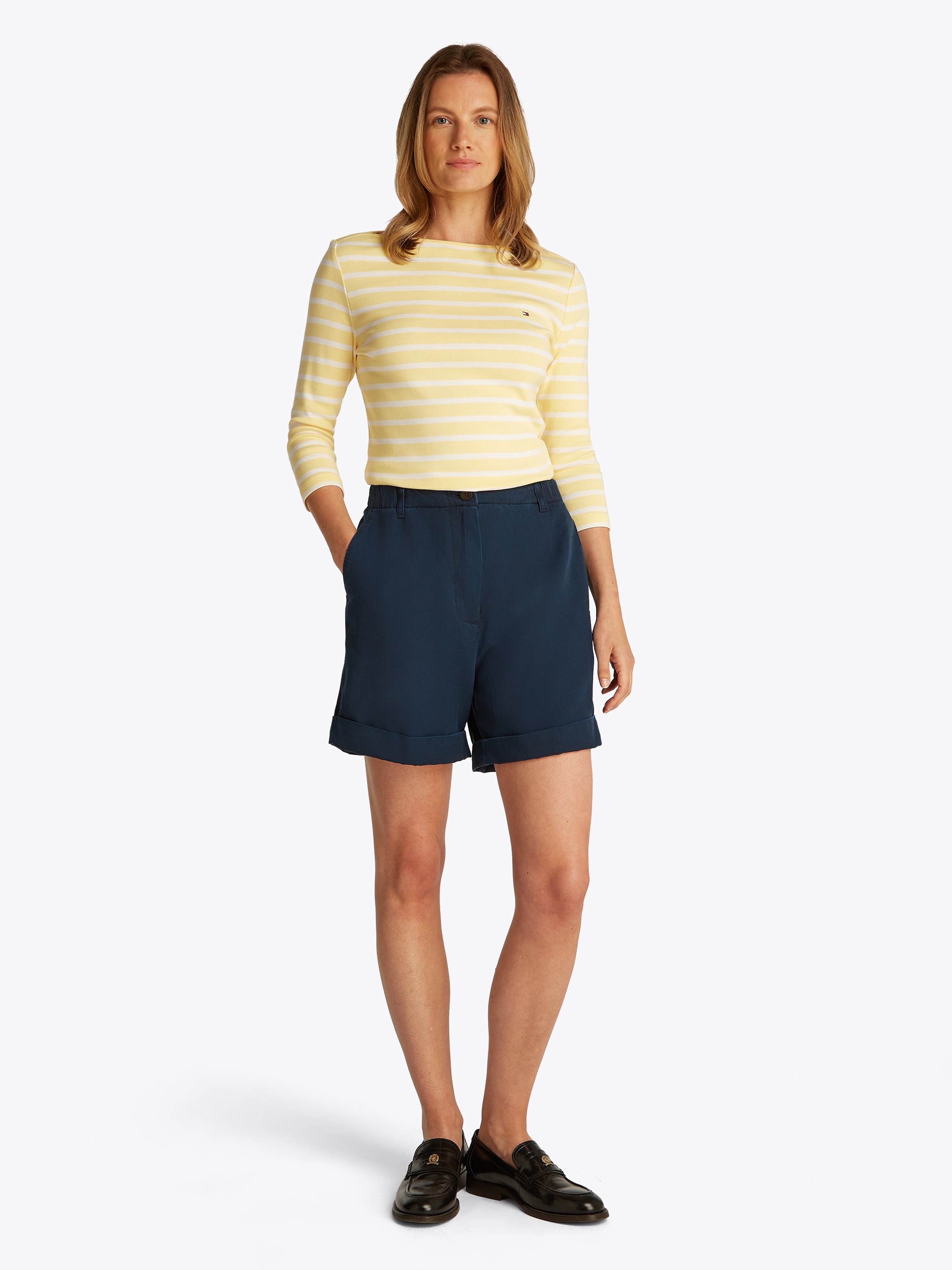 Tommy Hilfiger 3/4-Arm-Shirt »NEW CODY SLIM BOAT-NK 3/4SLV mit U-Boot und Streifen«, gestreift, casual, slim fit, Baumwolle, U-Boot-Ausschnitt