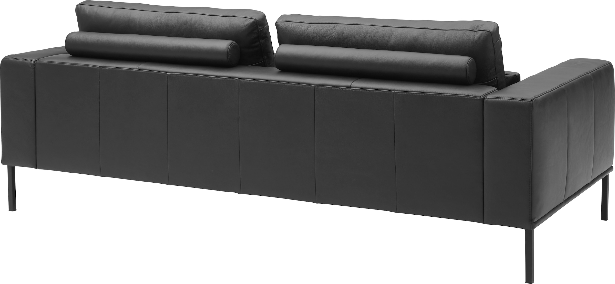 Musterring 2,5-places »JustB!PM100, 202 cm breit, aus hochwertigem Leder« au choix avec coussin lombaire et extension de siège motorisée, pied en métal noir