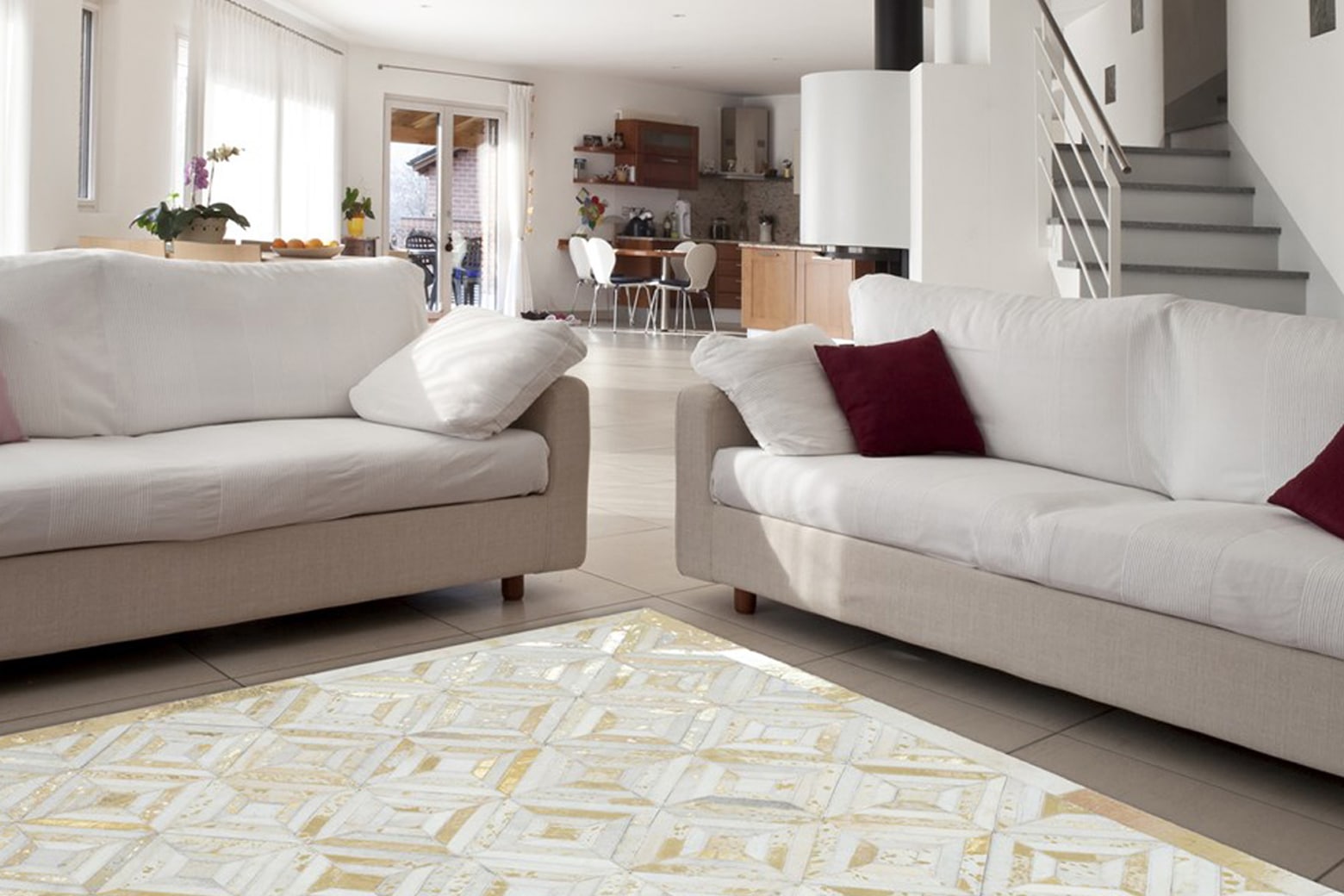 Image of calo-deluxe Fellteppich "Scarllet 410" rechteckig 8 mm Höhe echtes Rinderfell, Wohnzimmer
