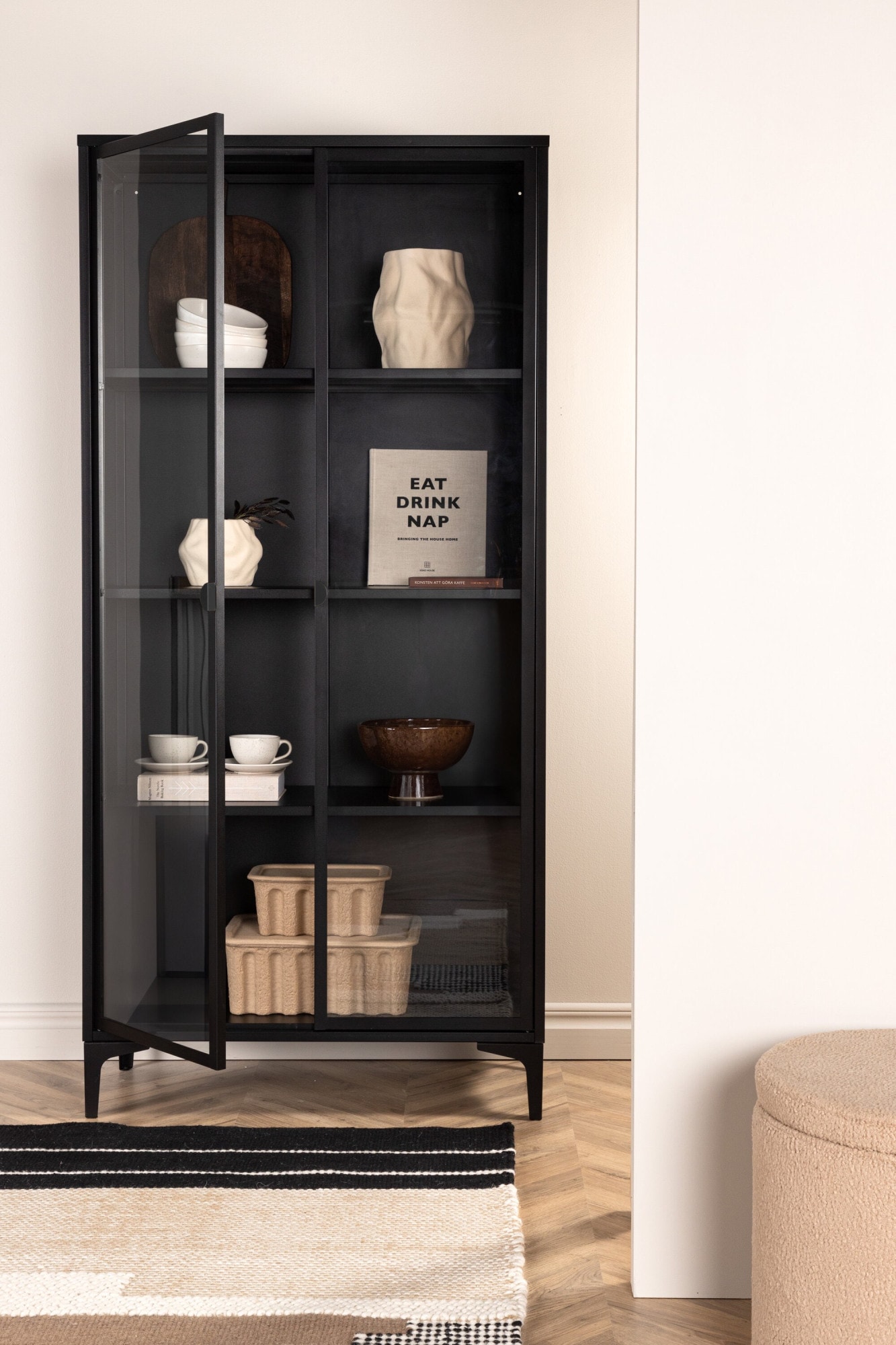 Venture Home Vitrines »Piring, hoher Stauraumschrank, 2 Türen, Höhe 190 cm« Armoire haute, revêtement par poudrage, portes en verre, haute, sophistiquée