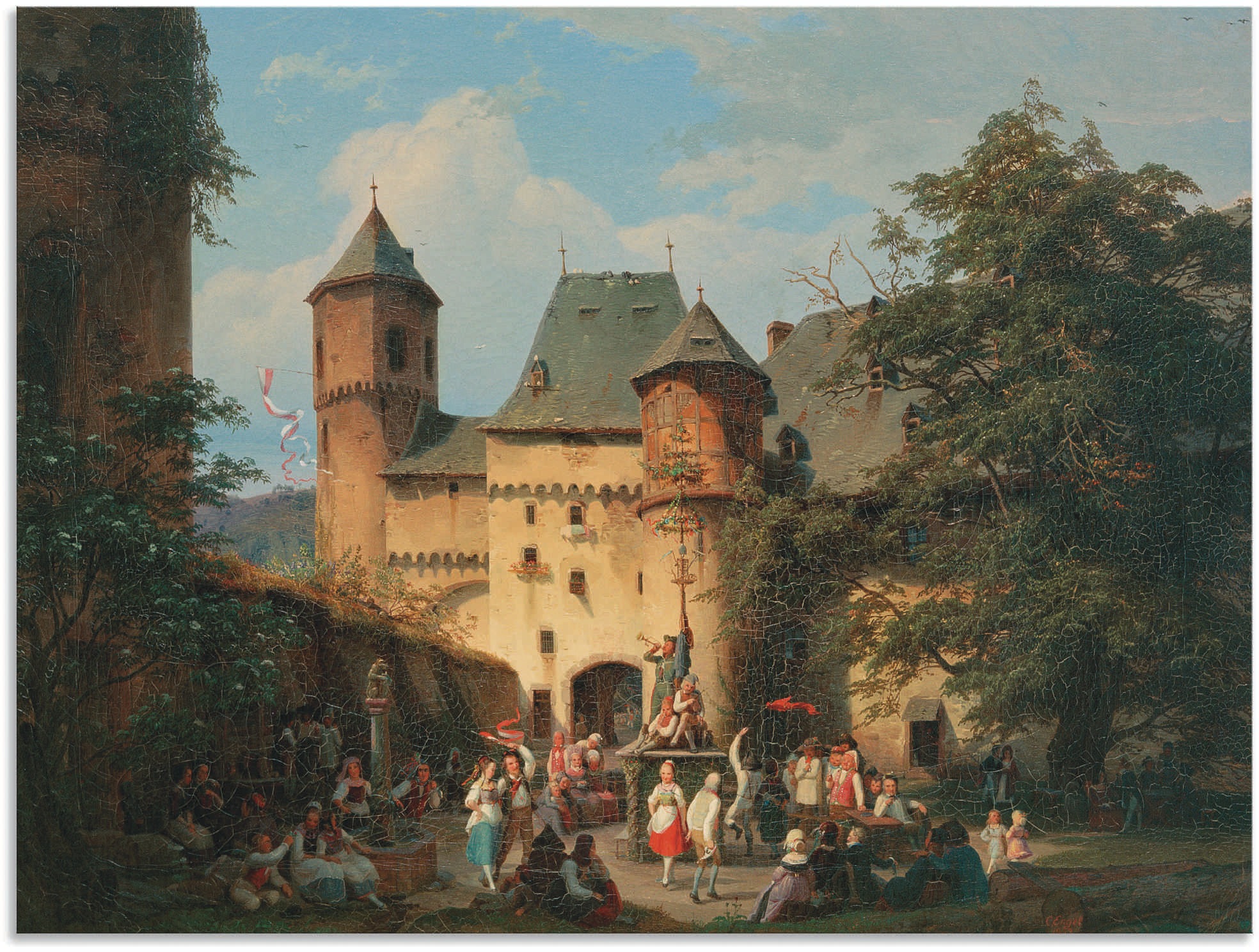 Image of Artland Wandbild »Festszene im Vorhof einer Burg«, historische Ereignisse, (1 St.), in vielen Grössen & Produktarten - Alubild / Outdoorbild für den Aussenbereich, Leinwandbild, Poster, Wandaufkleber / Wandtattoo auch für Badezimmer geeignet bei Ackermann