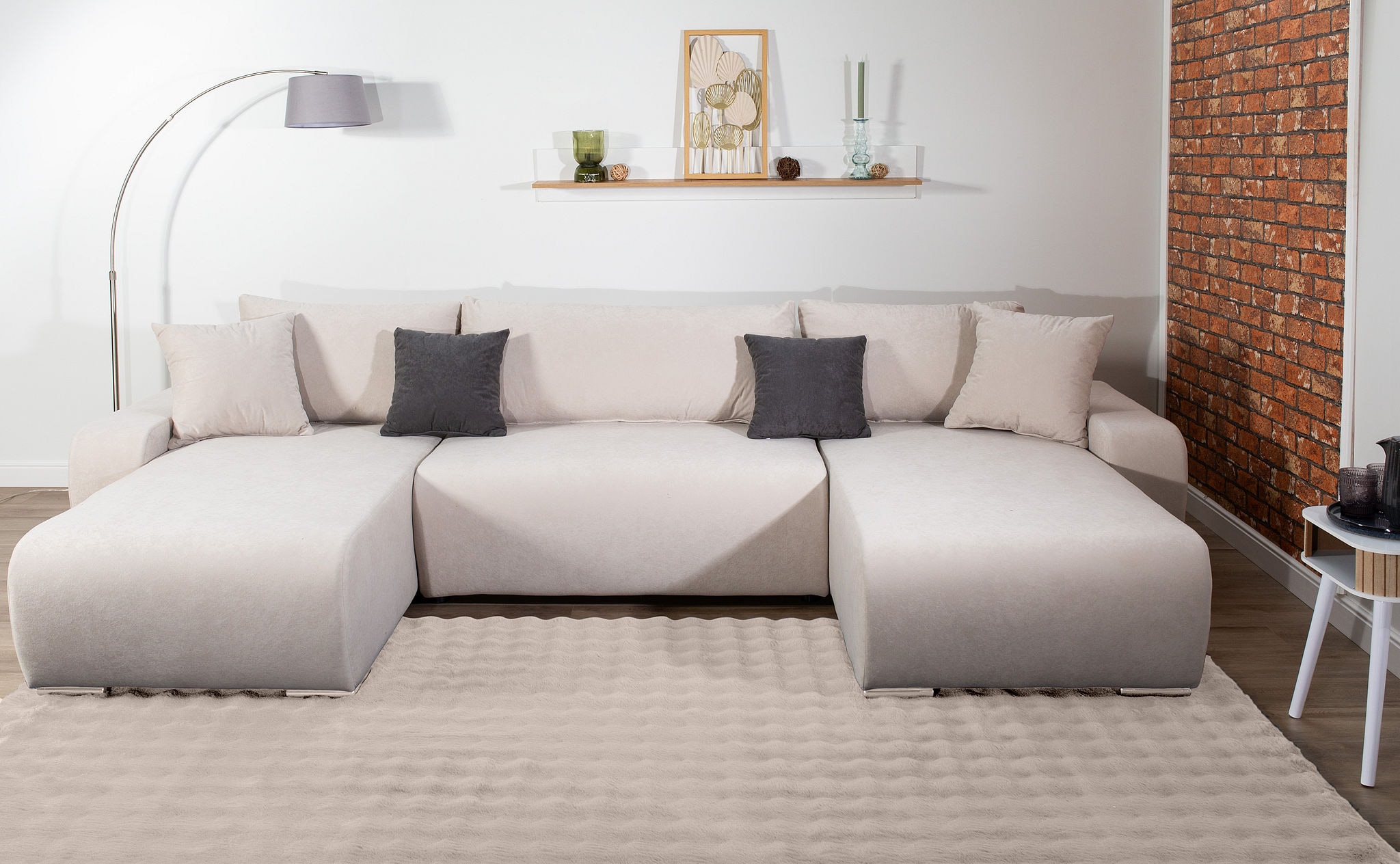 COLLECTION AB Wohnlandschaft »Paola U-Form, B: 314 cm« Bettfunktion, Bettkasten & 4 Zierkissen, Federkern