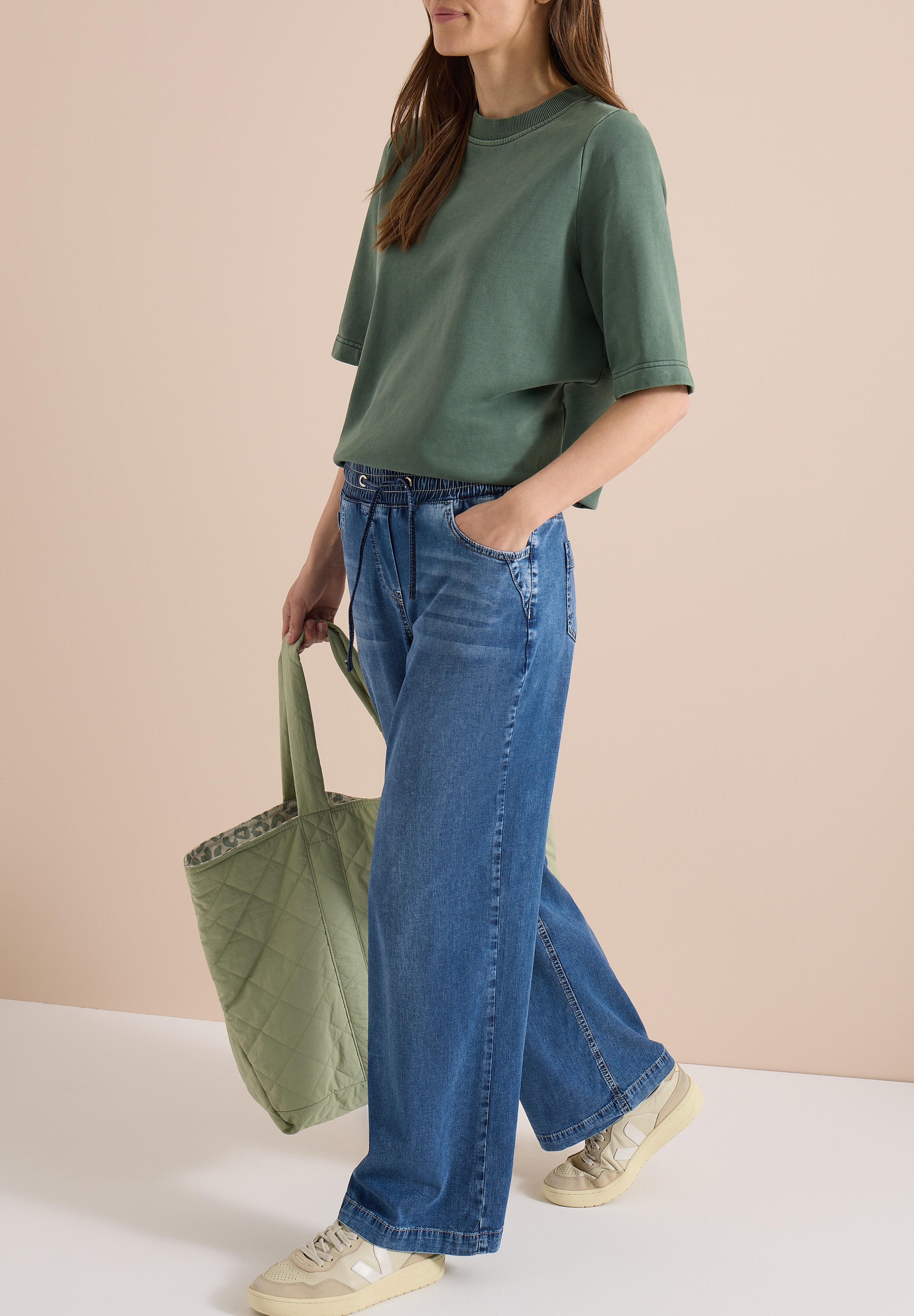 Cecil Jeans loose fit »Style Neele« avec ceinture élastique et cordon de serrage
