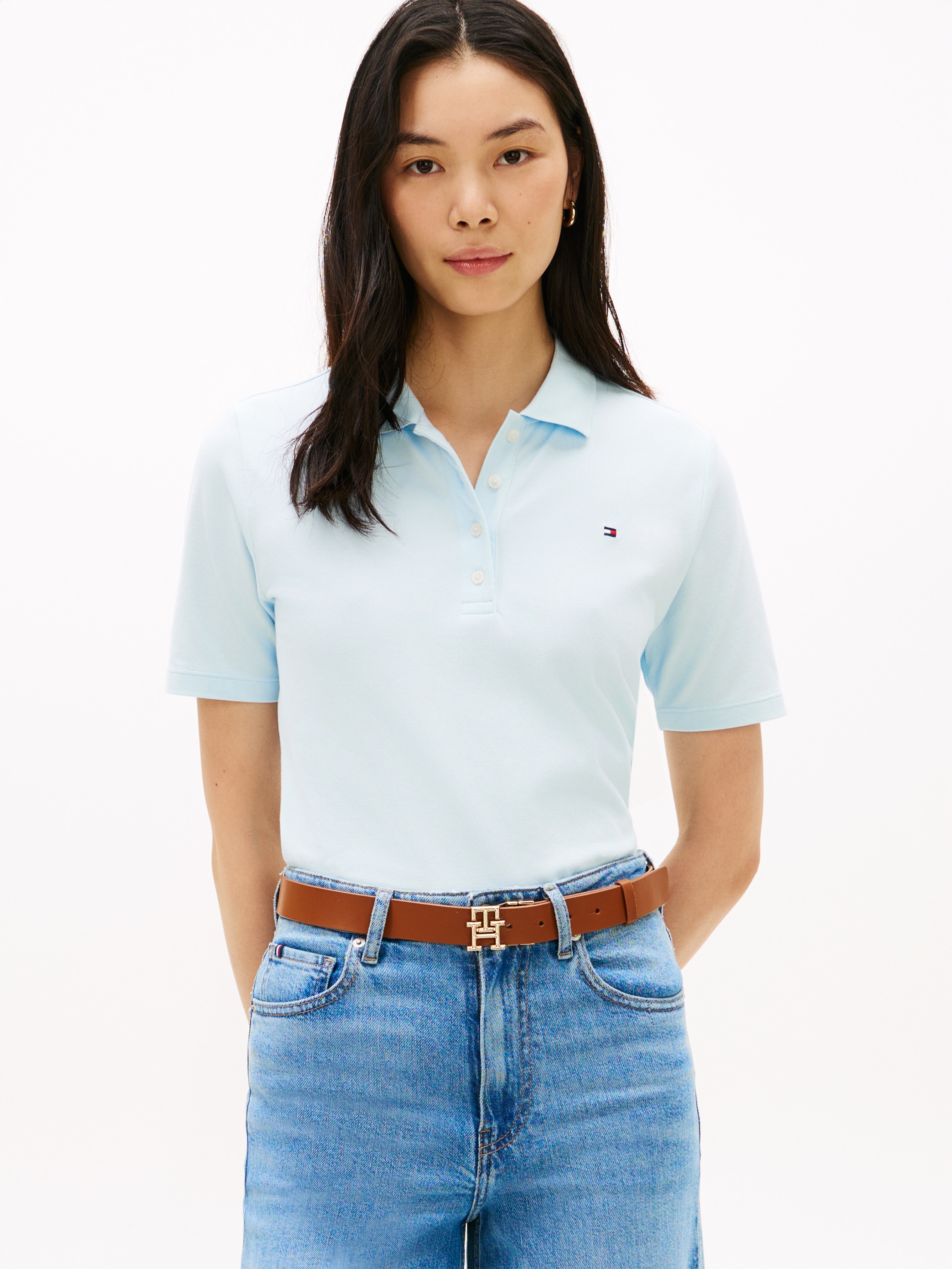 Image of Tommy Hilfiger Poloshirt "1985 REG PIQUE POLO" mit Logo-Stickerei, Seitenschlitze, Regular Fit