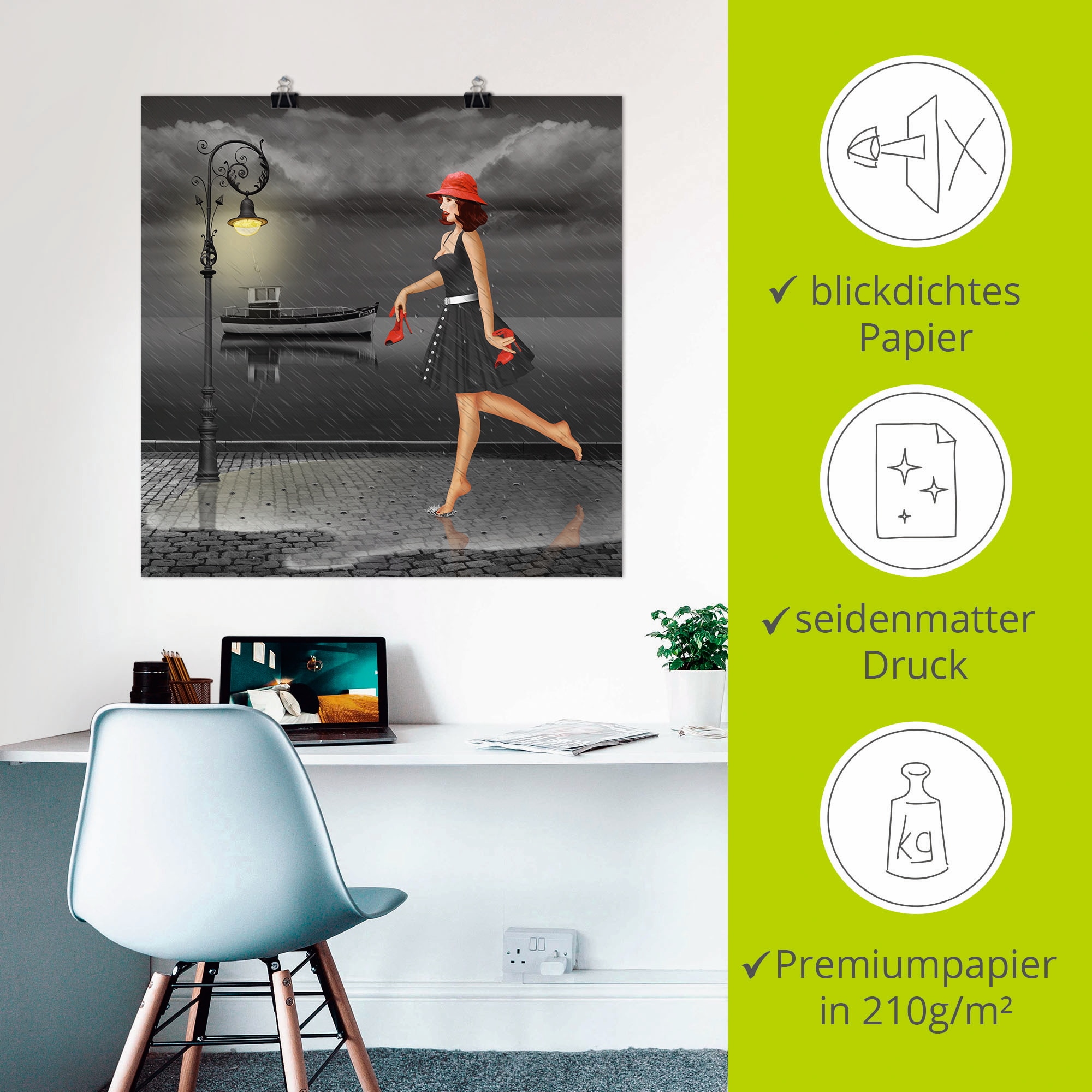 Artland Wandbild »Tanzen im Regen«, Frau, (1 St.), als Leinwandbild, Poster in verschied. Grössen