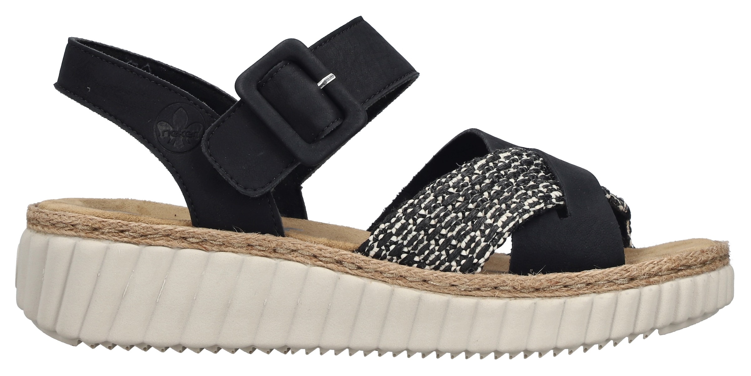 Rieker Sandale  Chaussure d'été, chaussure de plage, chaussure de vacances avec bordure en raphia