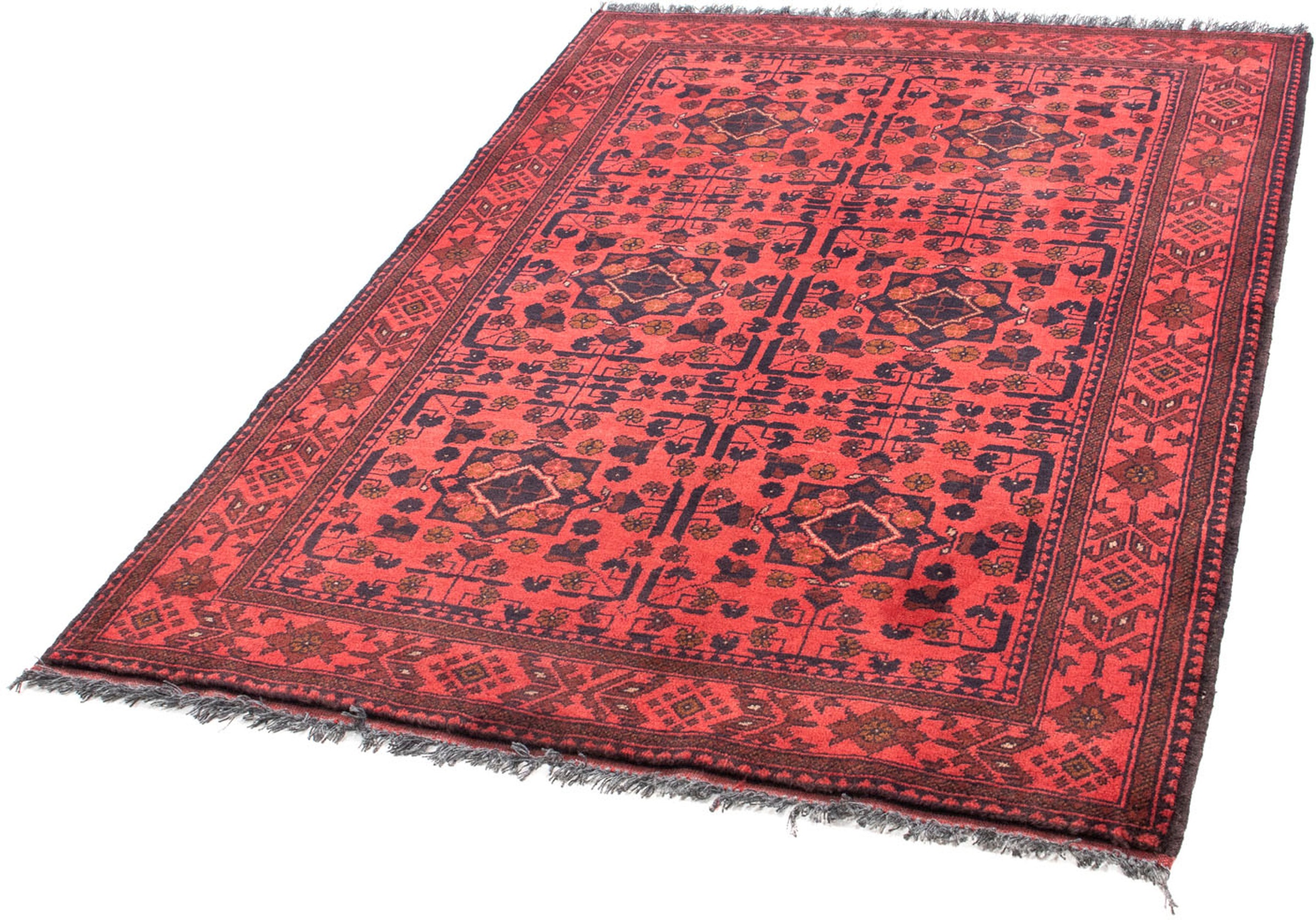 Image of morgenland Orientteppich »Afghan - Kunduz - 149 x 103 cm - dunkelrot«, rechteckig, 7 mm Höhe, Wohnzimmer, Handgeknüpft, Einzelstück mit Zertifikat bei Ackermann Versand Schweiz