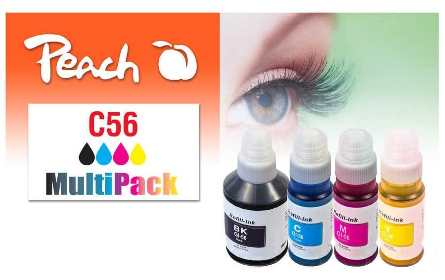 Tintenpatrone »Peach Canon CISS GI-56 Multi-Pack C, M, Y, BK«, (4 St.)