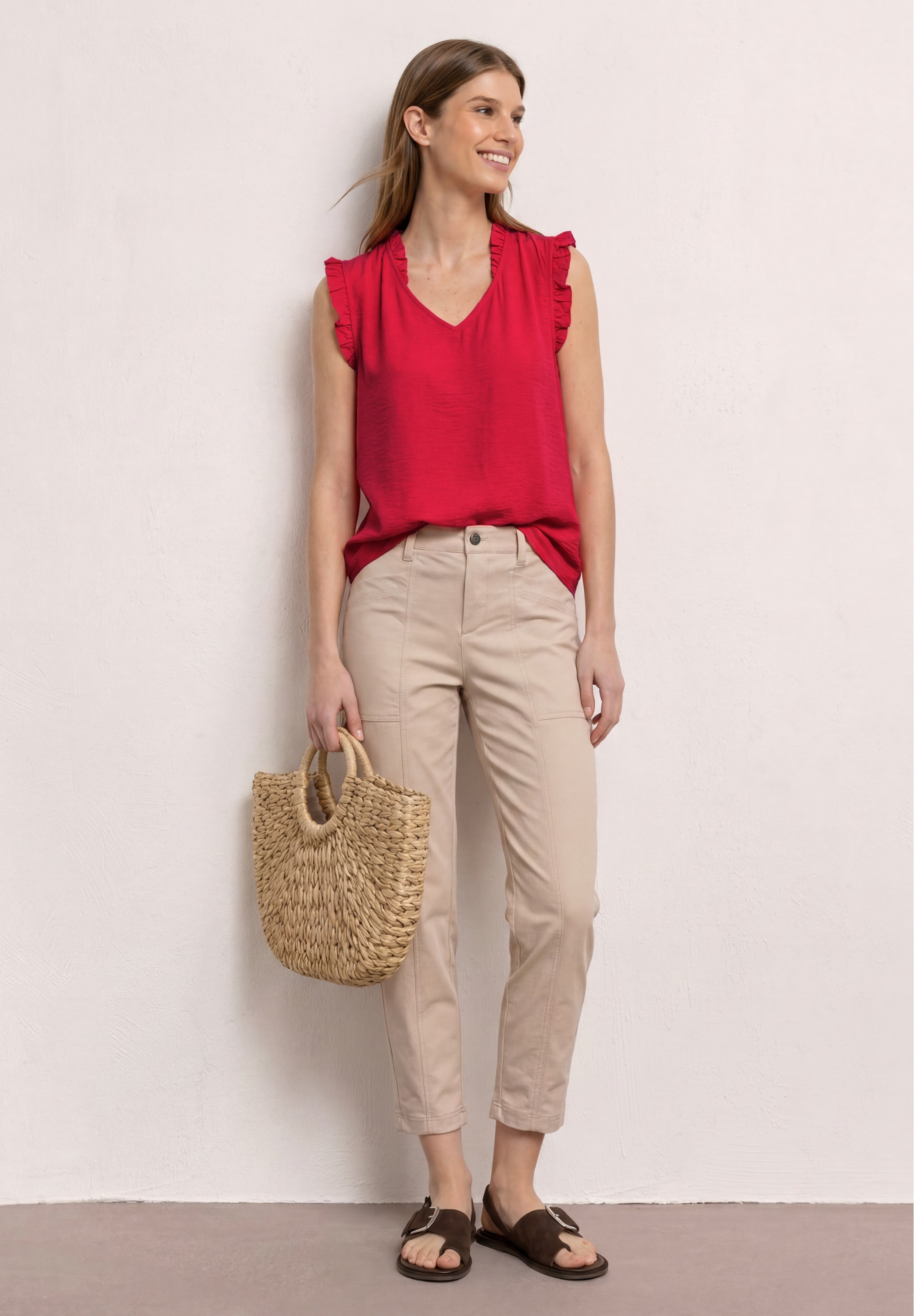 STREET ONE Chemisier à volants Sommertop mit V-Neck und Rüschen