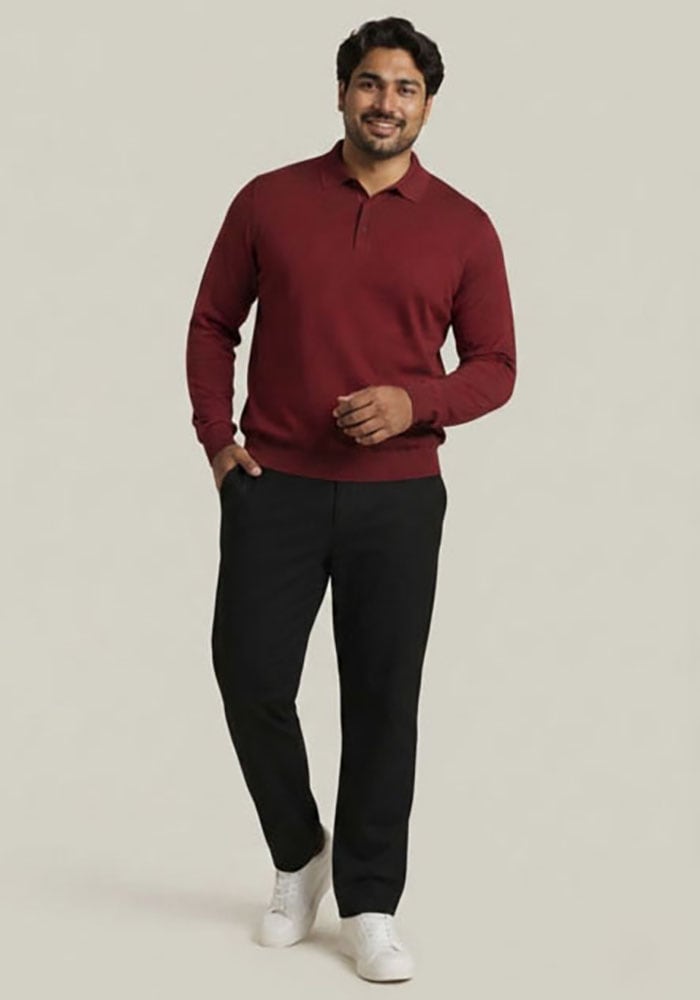 Man's World Plus Poloshirt »auch in Grosse Grössen bis Gr. 7XL Bauch-Fit« mit Langarm, klassischer Polokragen, mit Knopfleiste am Ausschnitt