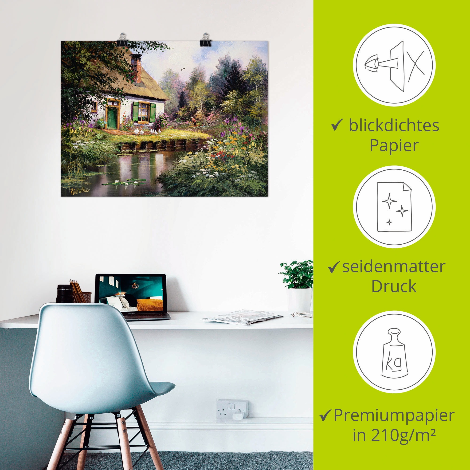 Artland Wandbild »Am Bach«, Garten, (1 St.), als Leinwandbild, Poster in verschied. Grössen