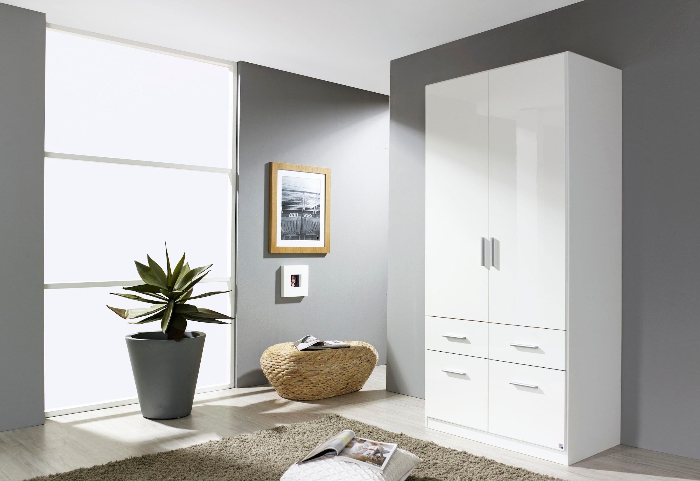 rauch Drehtürenschrank "Kleiderschrank Schrank Garderobe Schlafzimmerschrank CELLE" in 4 Breiten und 2 Höhen, optional mit Schubkästen MADE IN GERMANY