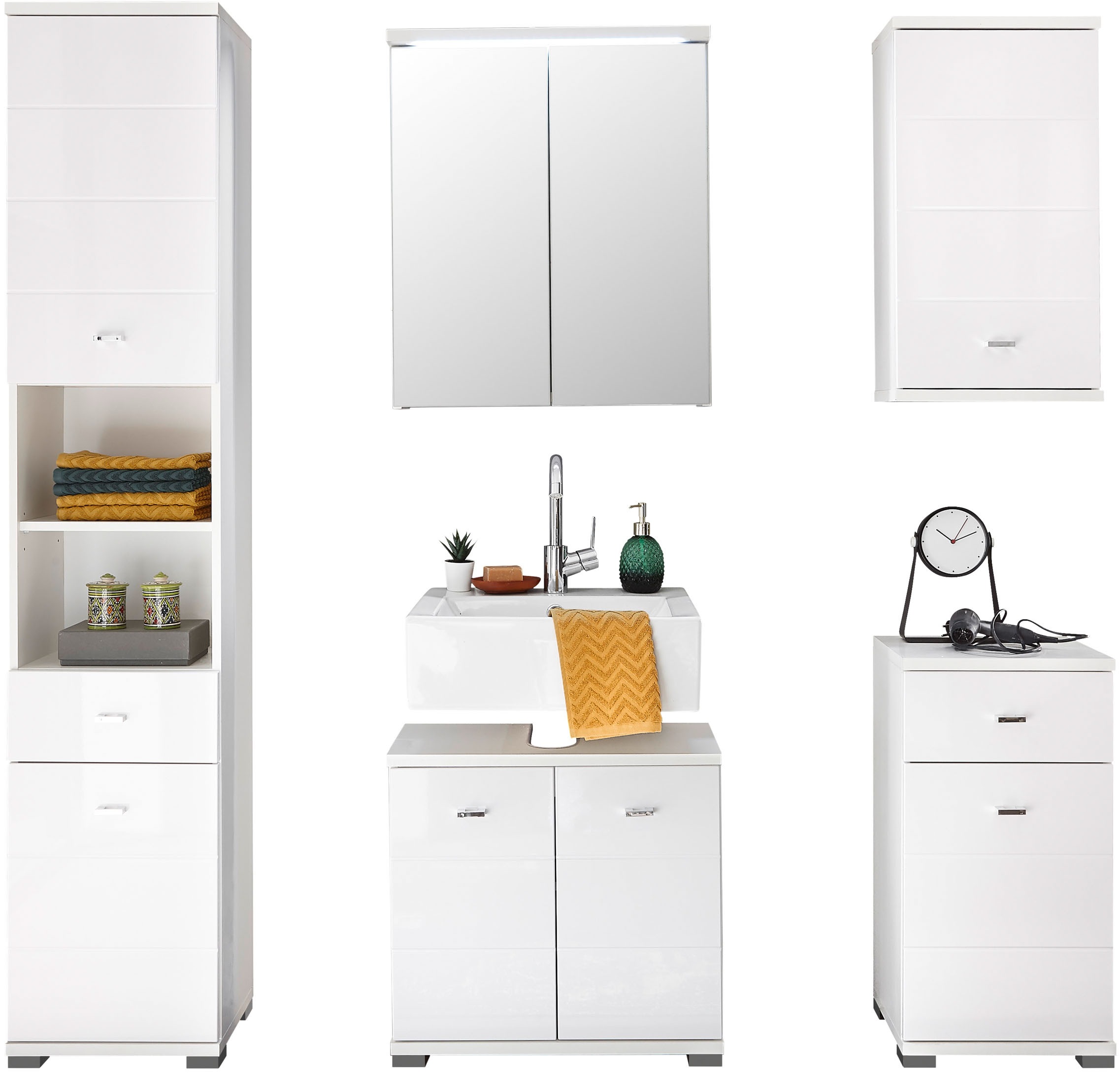 BASIC by Balculina Armoire haute »Pool, Badezimmerschrank BxHxT 38x190x30« 1 cuis tlg. largeur 38cm, porte montable à gauche/droite