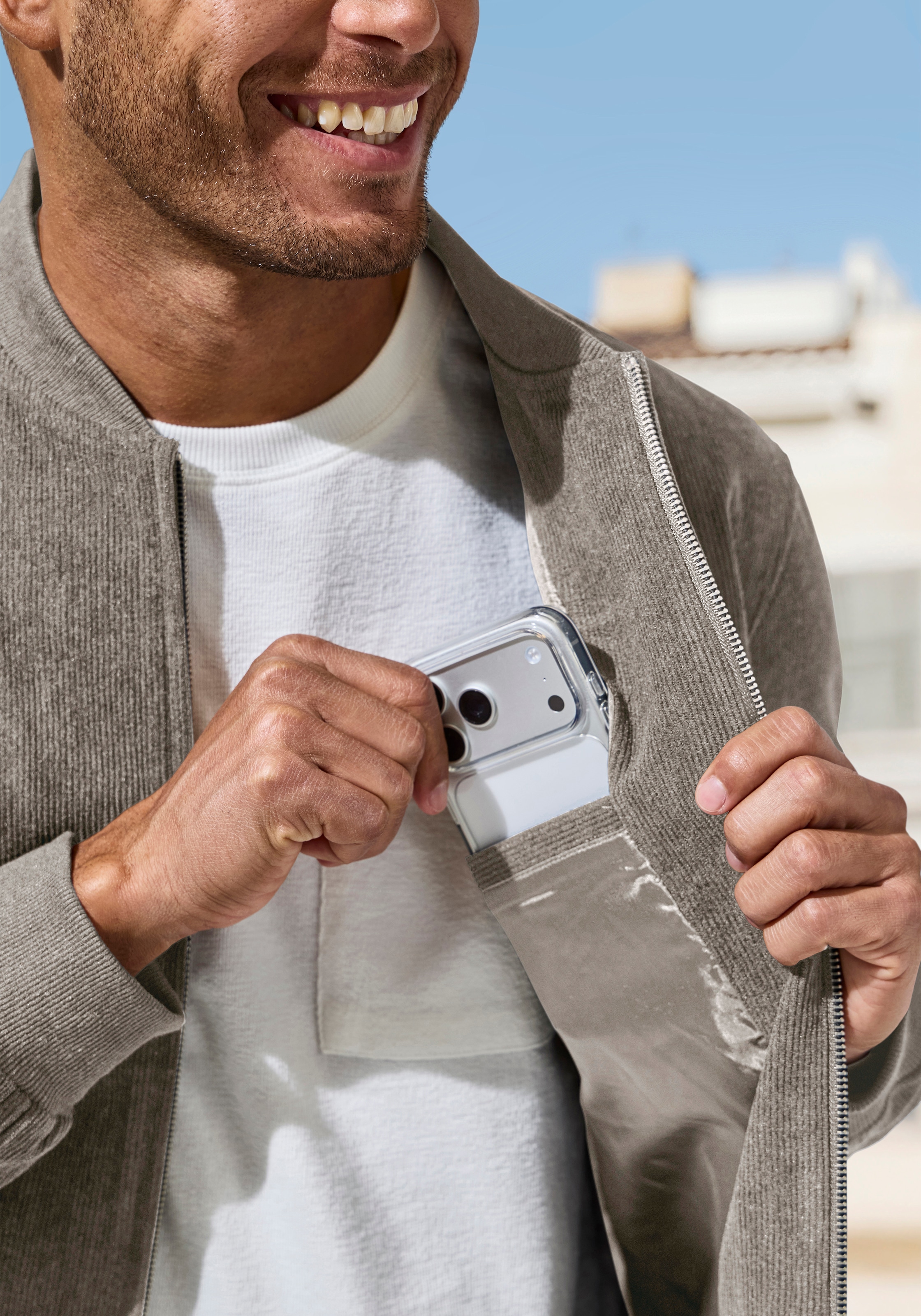 H.I.S Cordjacke »- Blouson mit Reissverschluss« , Pilotenjacke / Übergangsjacke aus Cord, regular fit