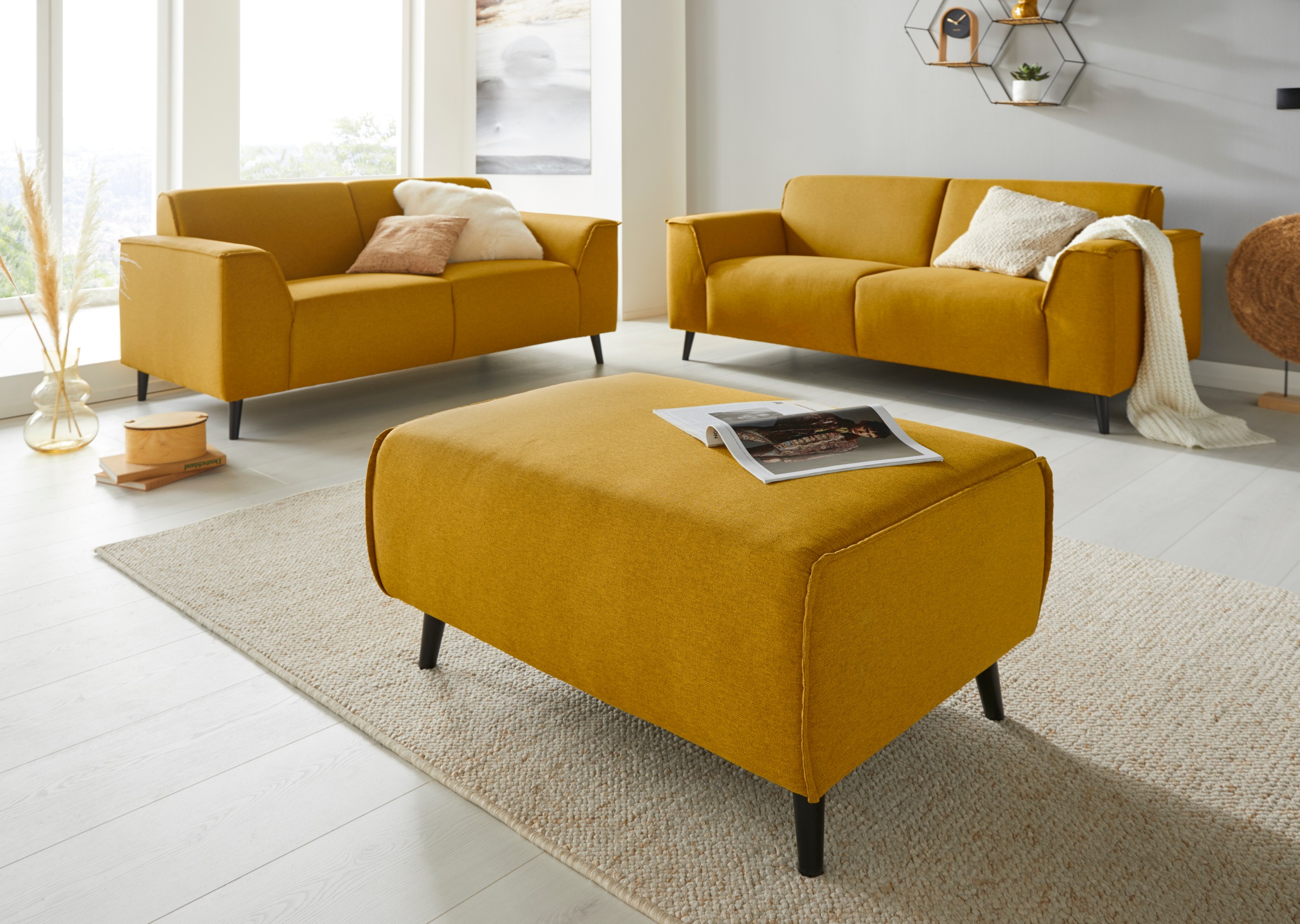 DOMO collection Tabouret »Amora« mit Federkern, Fusshöhe passend für gängige Saugroboter!