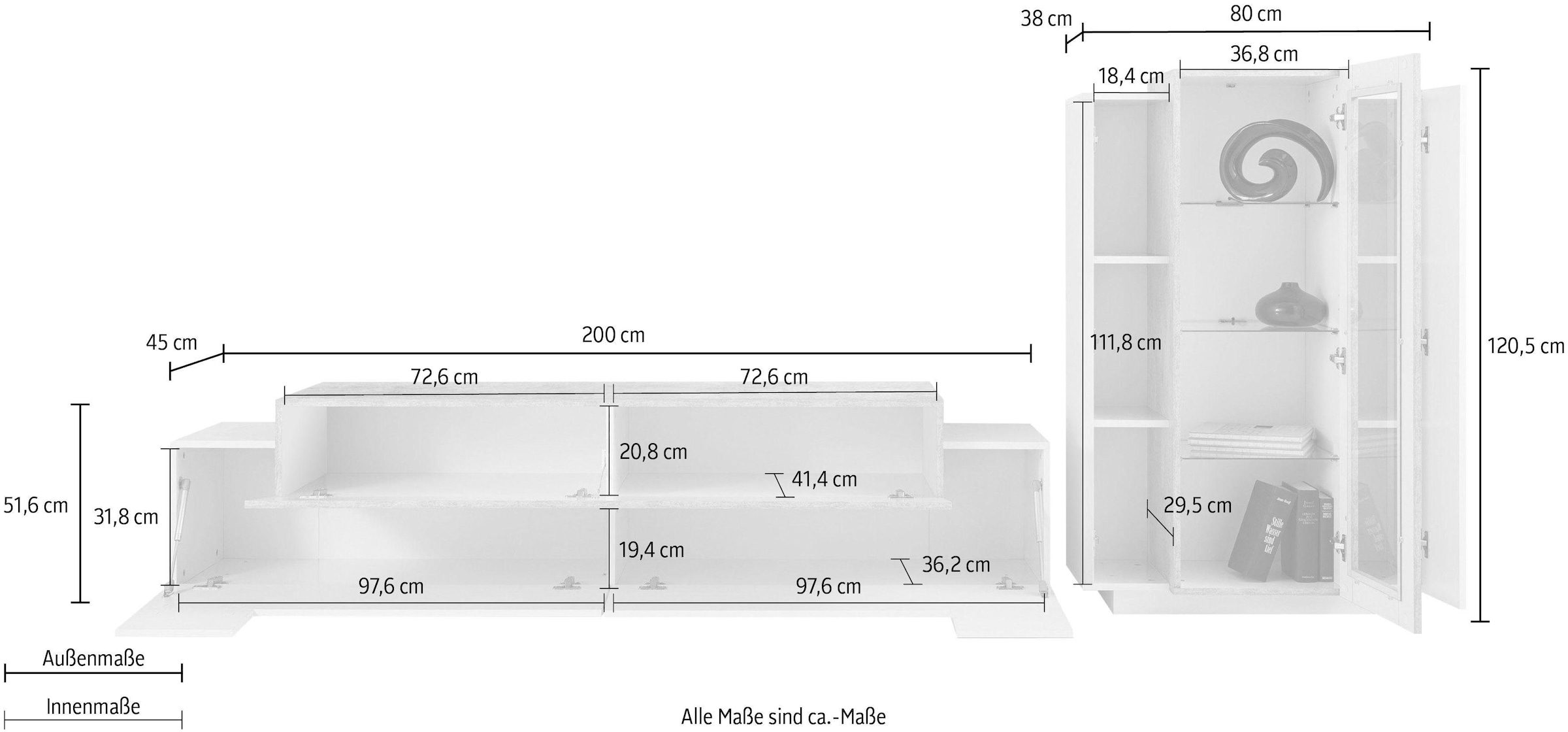 INOSIGN Wohnwand »Coro«, (Set, 2 St.), Hochglanzfronten