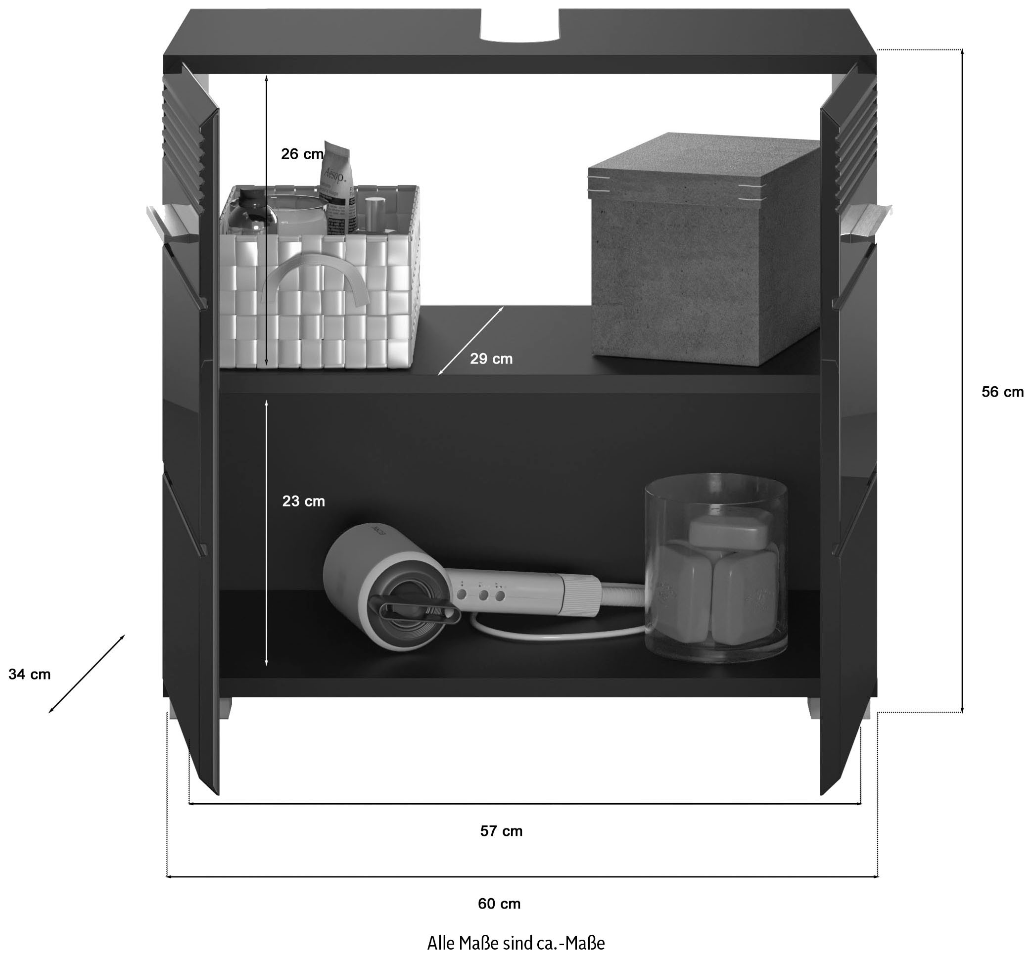 Home affaire Ensemble de meubles de salle de bain »Malmö, 2 teilig, inklusive LED Beleuchtung, bestehend aus:« 2 cuis tlg.