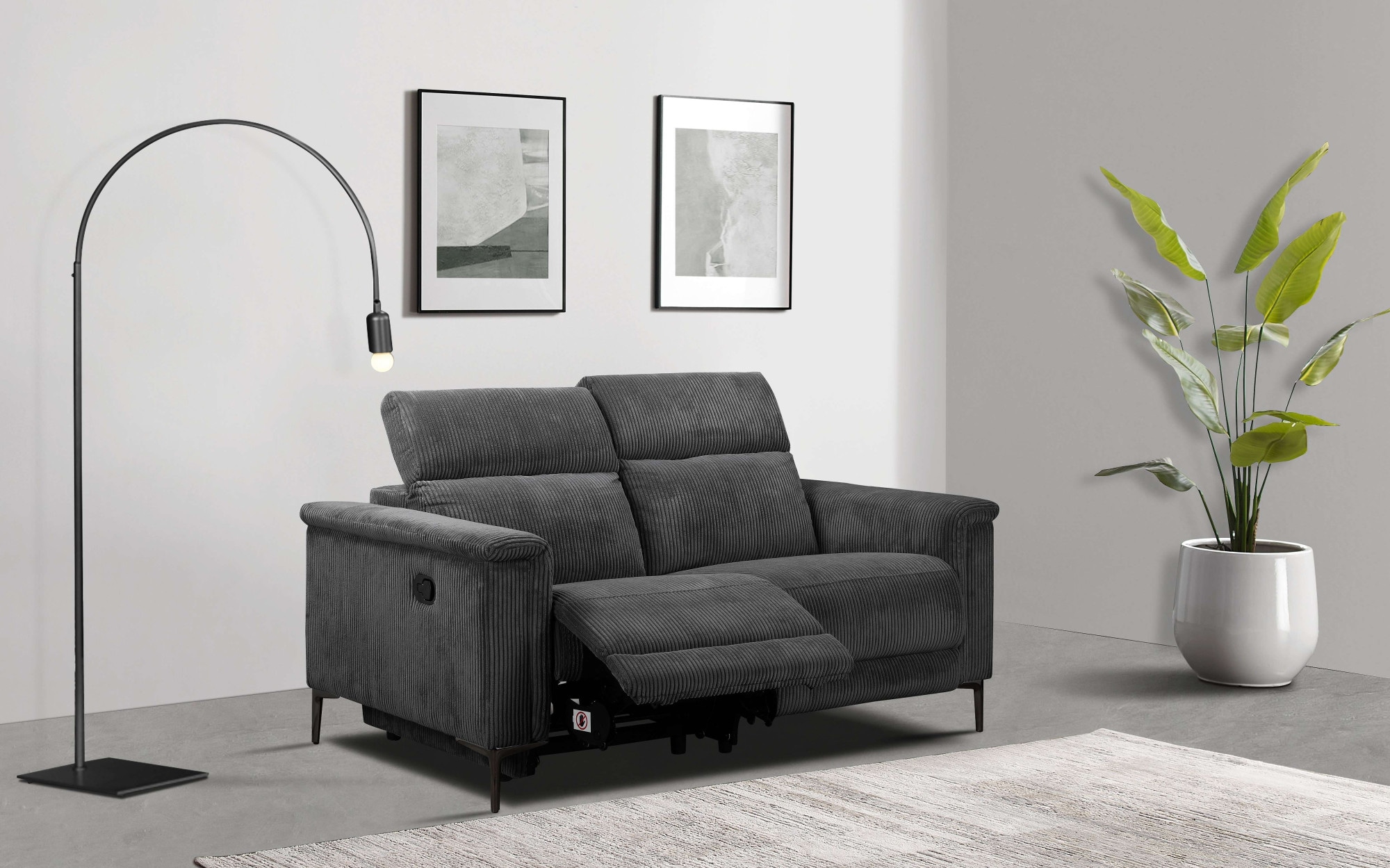 Home affaire 2-Sitzer »LUND Cord, 160 cm, manuelle o. elektrische Relaxfunktion« USB-C bei elektrischer Ausführung, mit Kopfteilverstellung