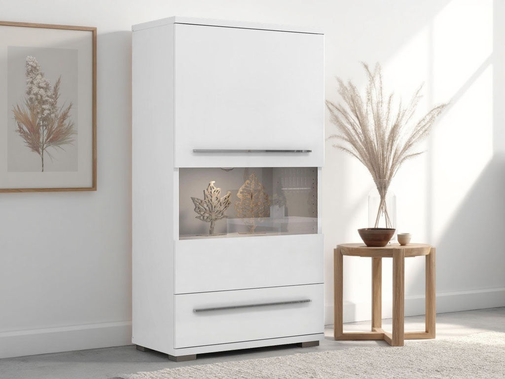 Image of GOODproduct Highboard "Piano Vitrine" (H/B/T): 123/69/40,2cm, UV lackiert, Soft-Close Funktion