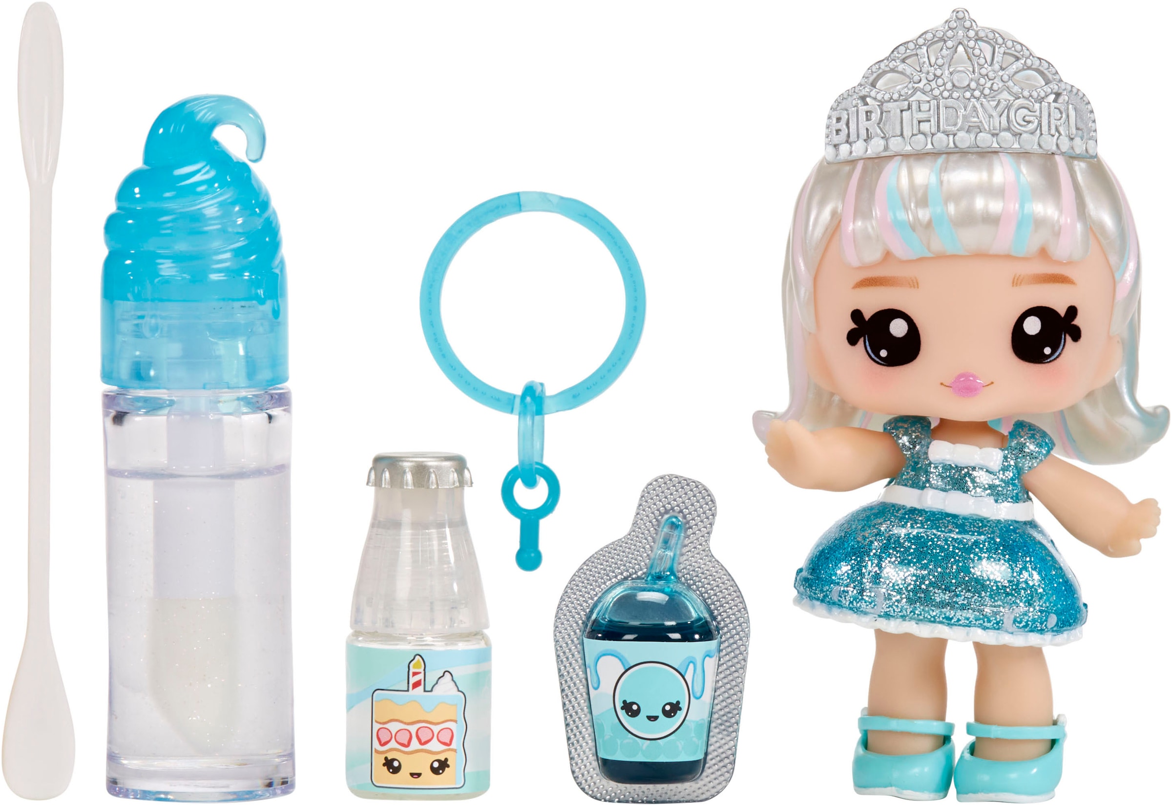 YUMMILAND Mini-poupée »Yummiland Lipgloss Doll - Callie Birthday Cake« inklusive Schlüsselanhänger