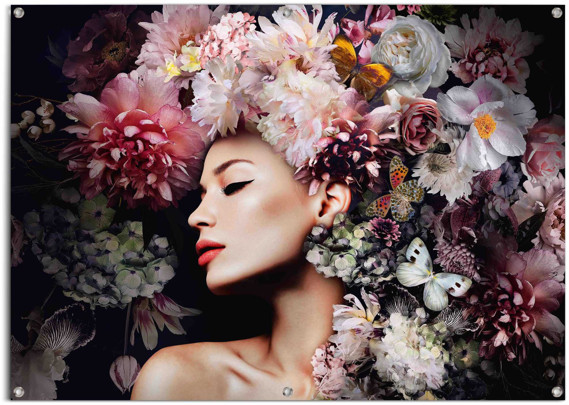 Reinders! Poster »Frau mit Blumenhut«, leichtes und wasserfestes Gartenposter für den Ausseneinsatz