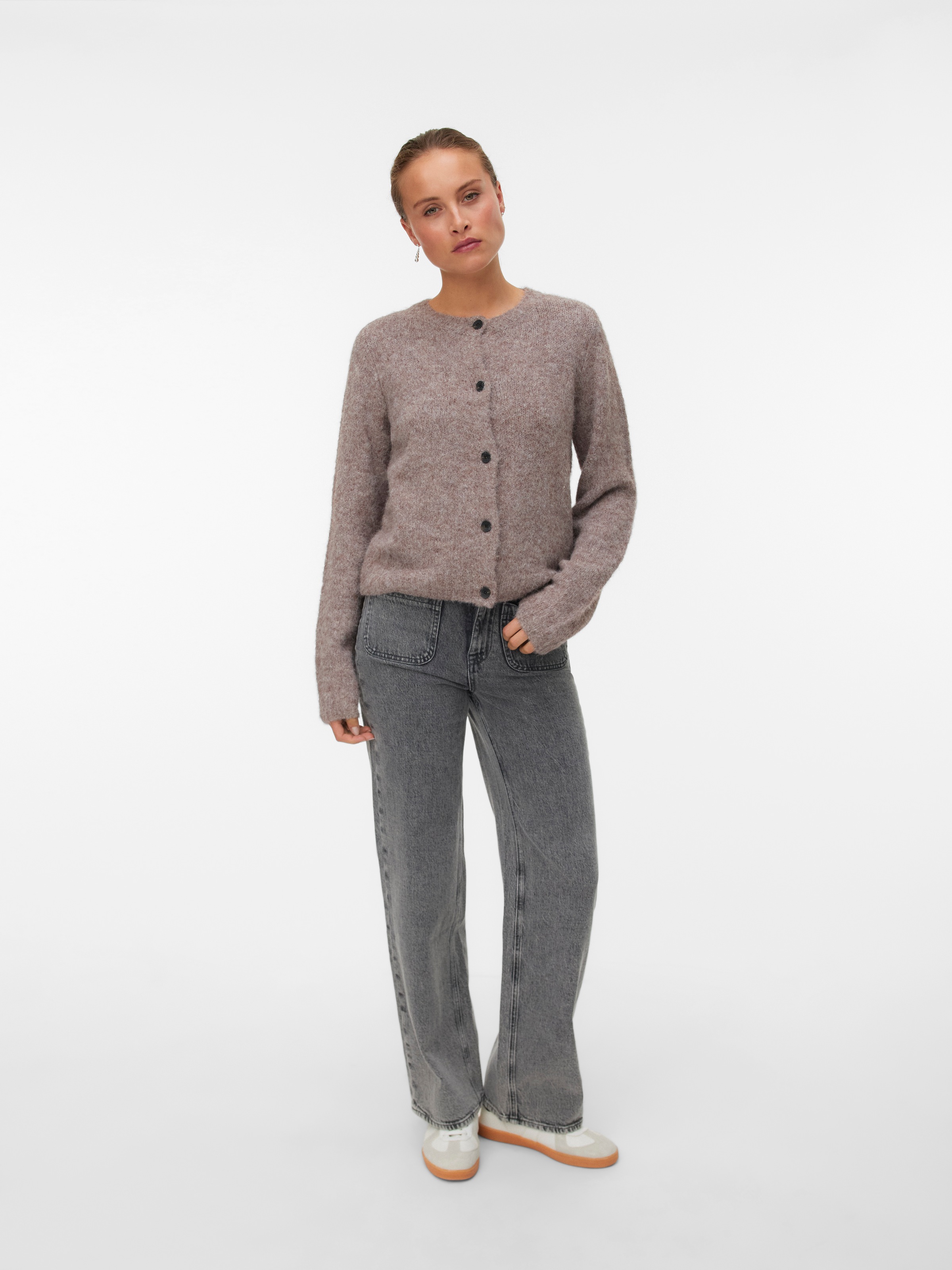 Vero Moda Strickjacke »VMNOVAH LS O-NECK BUTTON CARDI GA NOOS« Materialmix, regular fit