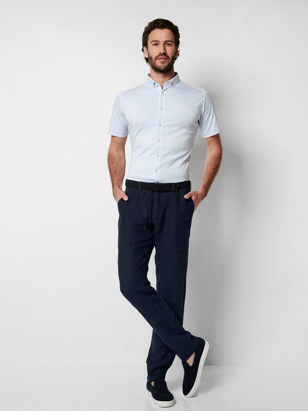 DESOTO Kurzarmhemd »Jerseyhemd Casual Modern Button Down halbarm« Flexibler Stretch