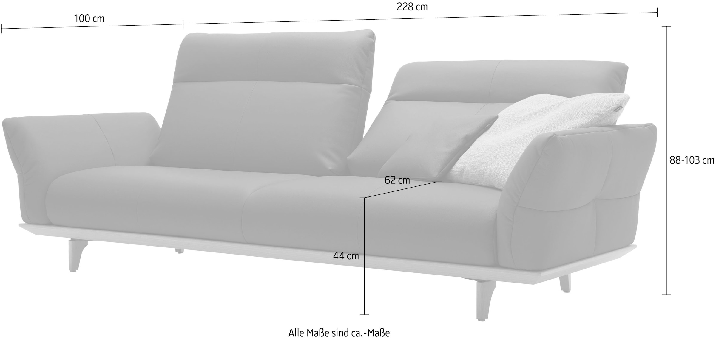 Creation BY ROLF BENZ 3,5-places »CR.460 Designsofa, erstklassiger Sitzkomfort, verstellb. Rückenlehne« Socle et pieds en noyer, largeur 228 cm